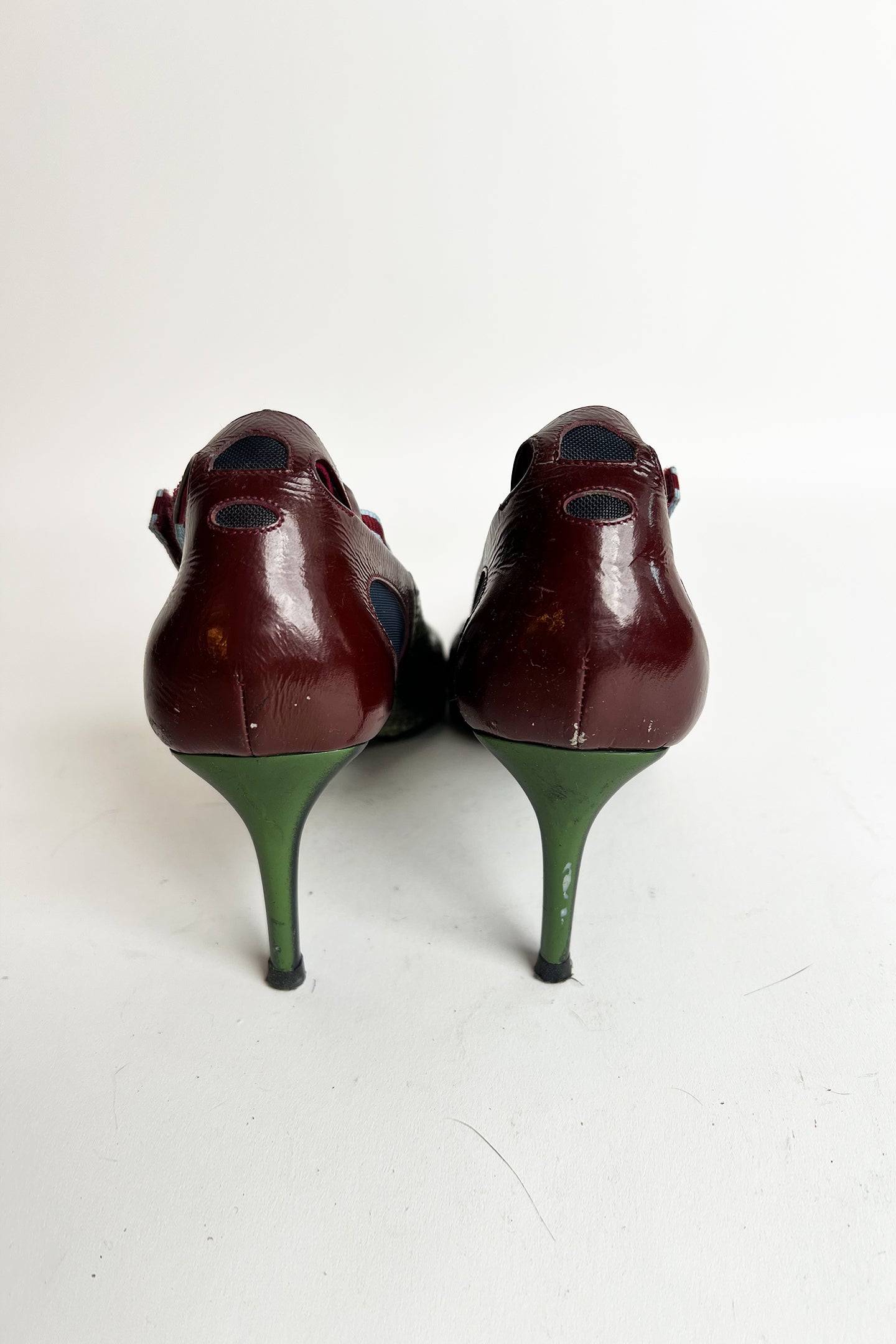 Vintage 2000s Miu Miu python sporty mary jane heels with mesh