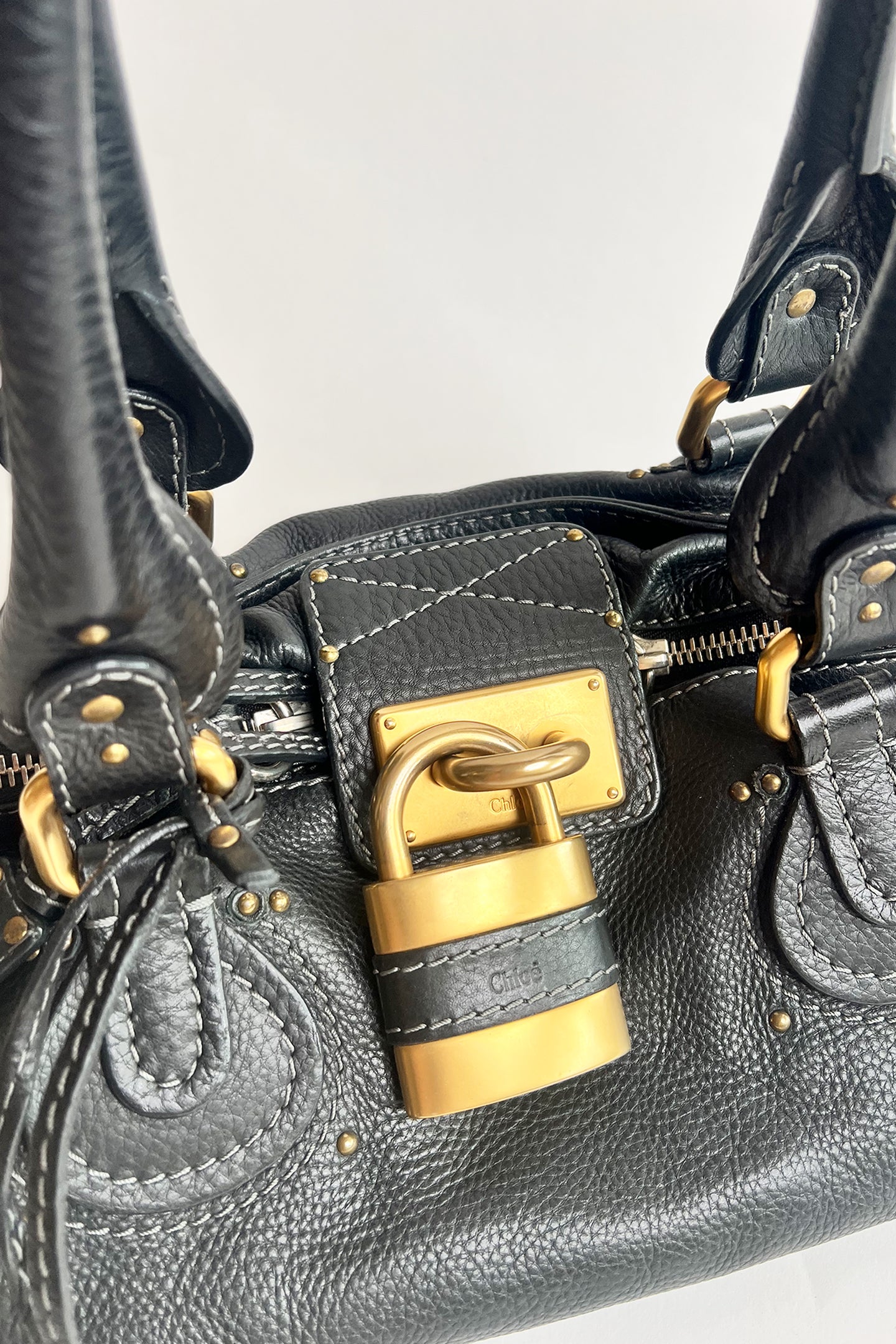 Vintage black leather Chloe Paddington bag