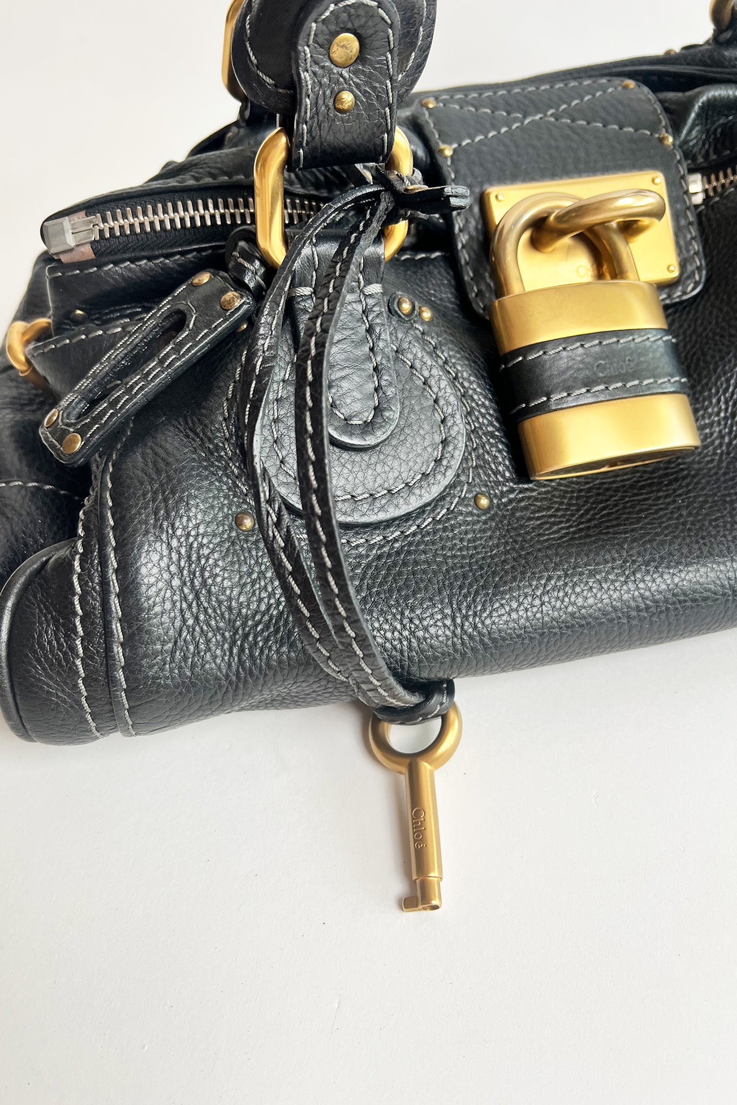 Vintage black leather Chloe Paddington bag