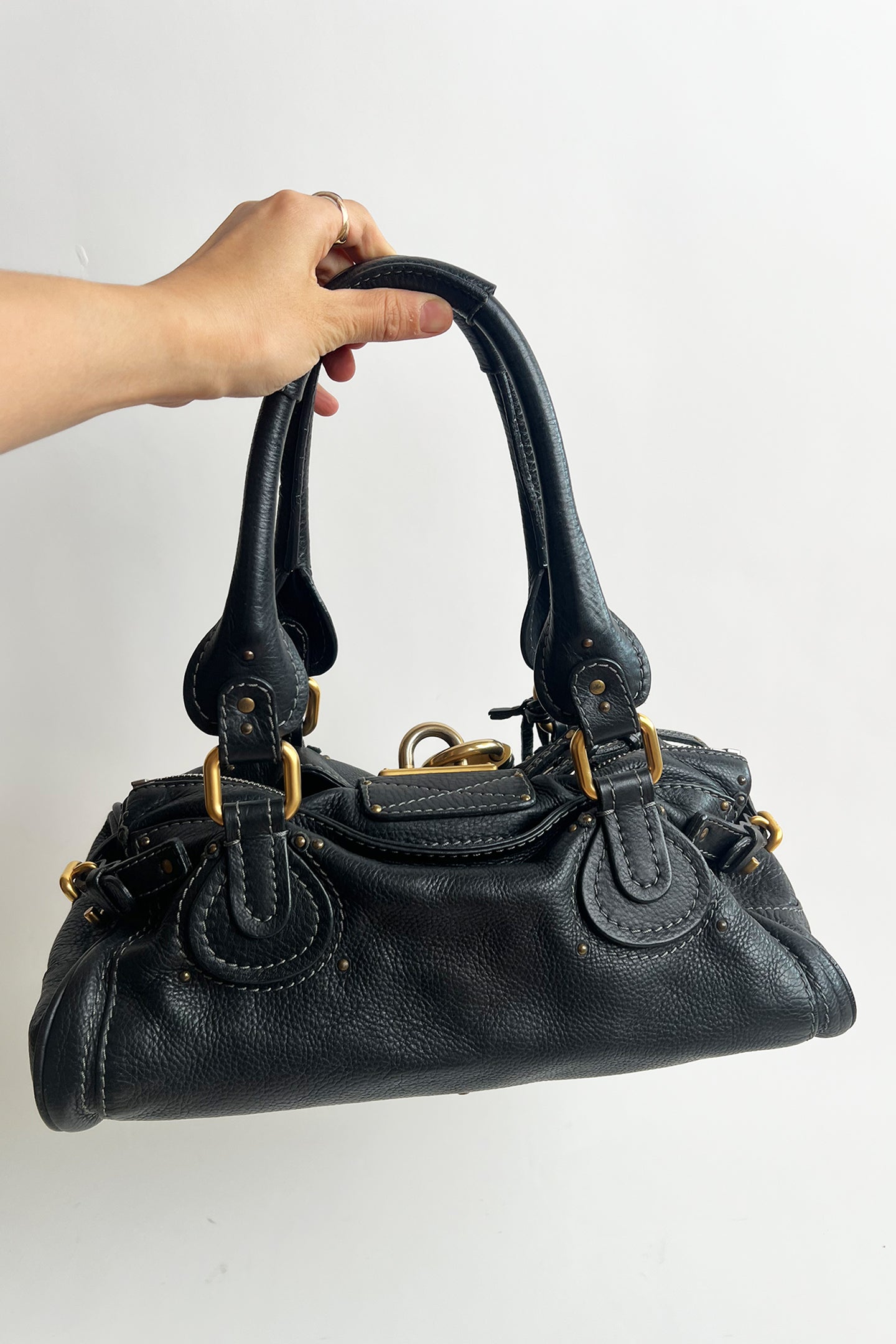 Vintage black leather Chloe Paddington bag