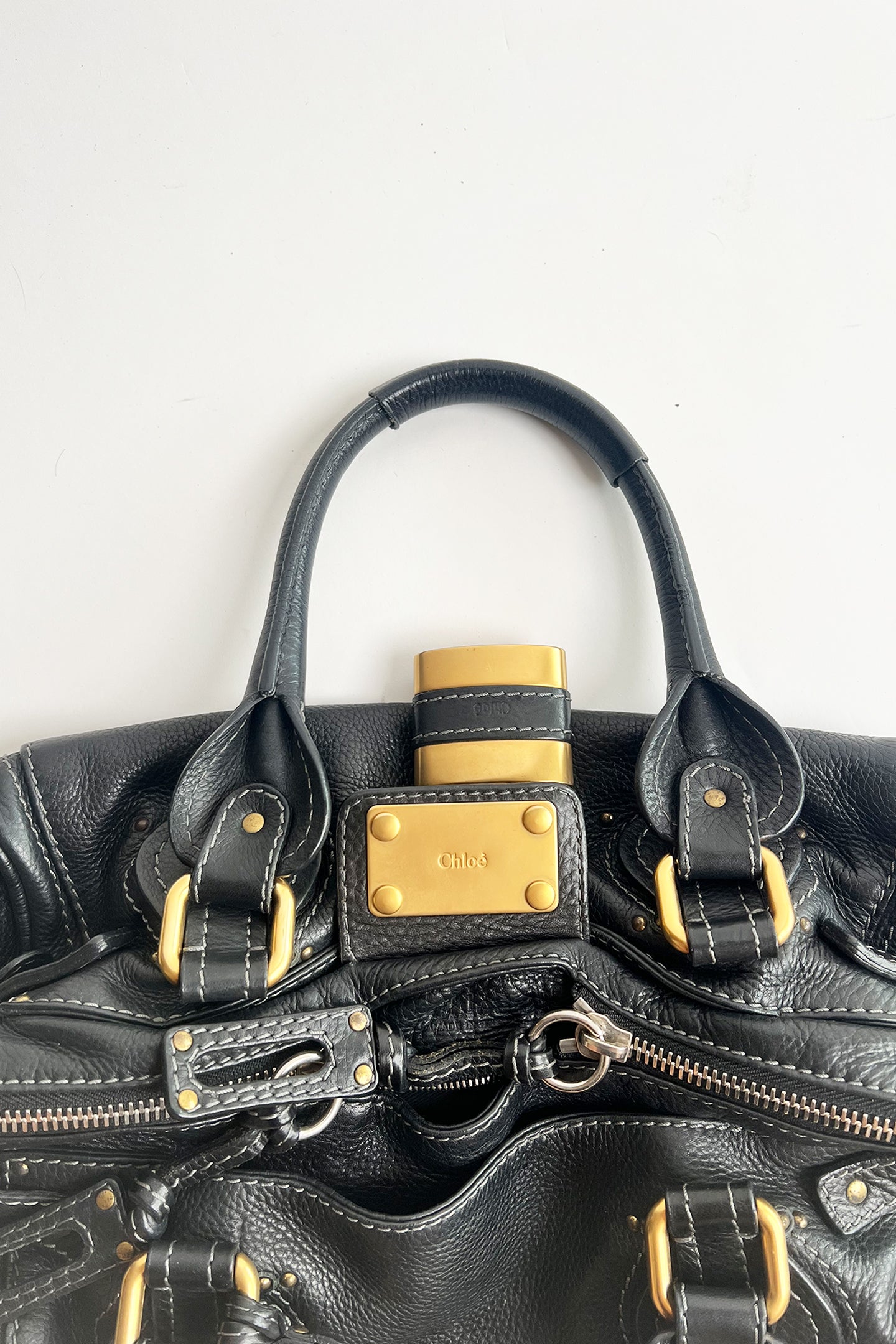 Vintage black leather Chloe Paddington bag