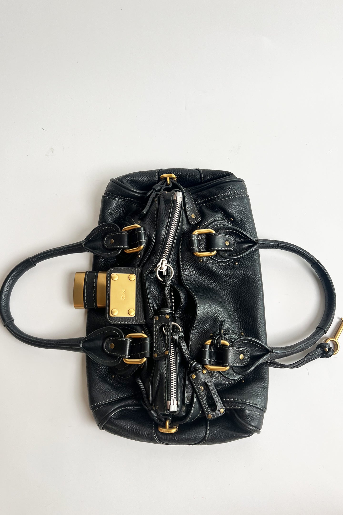 Vintage black leather Chloe Paddington bag