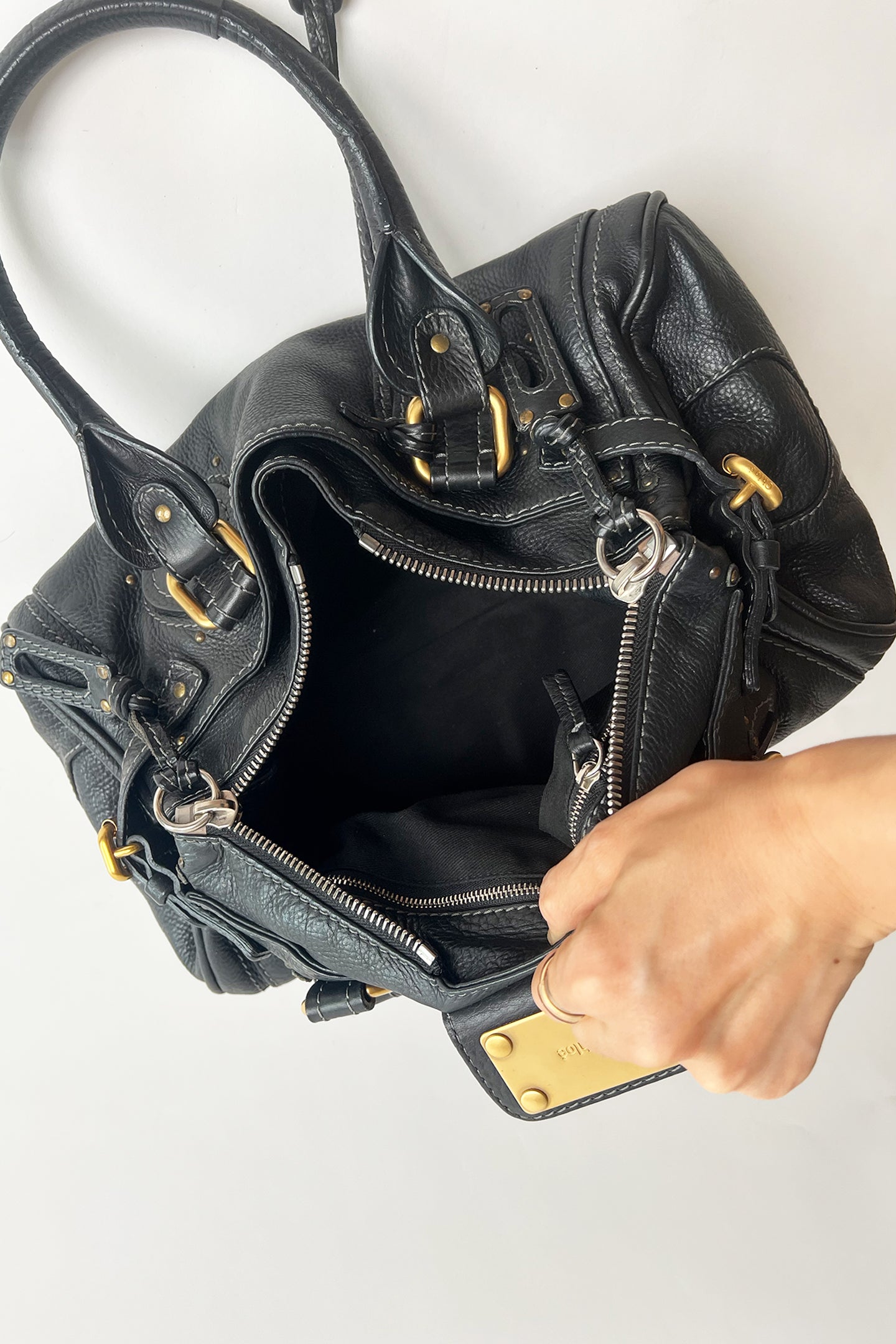 Vintage black leather Chloe Paddington bag