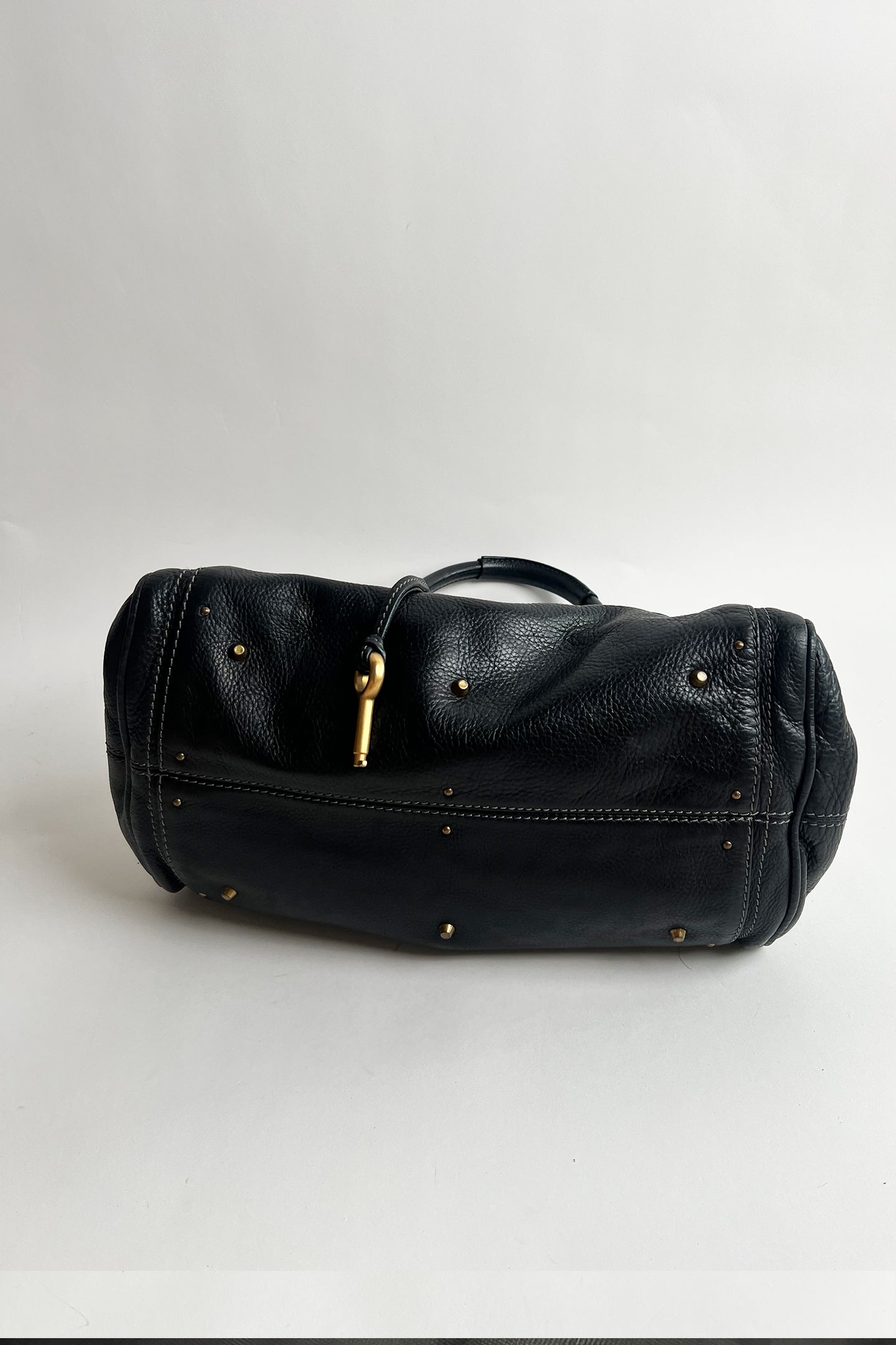 Vintage black leather Chloe Paddington bag with gold hardware