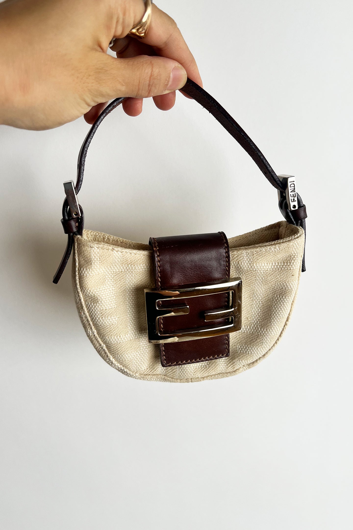 Vintage Fendi Canvas Micro Baguette