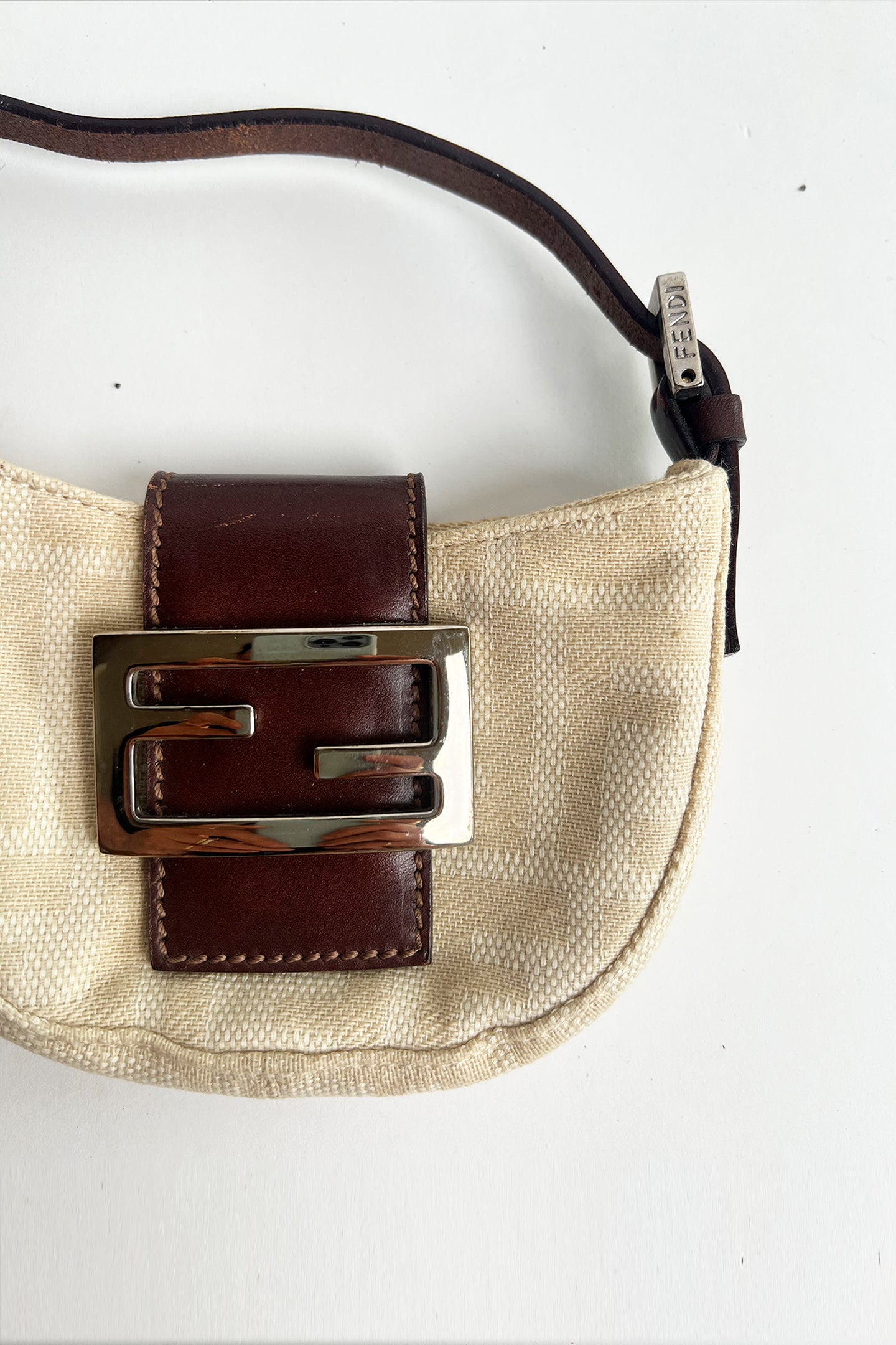 Vintage Fendi Canvas Micro Baguette