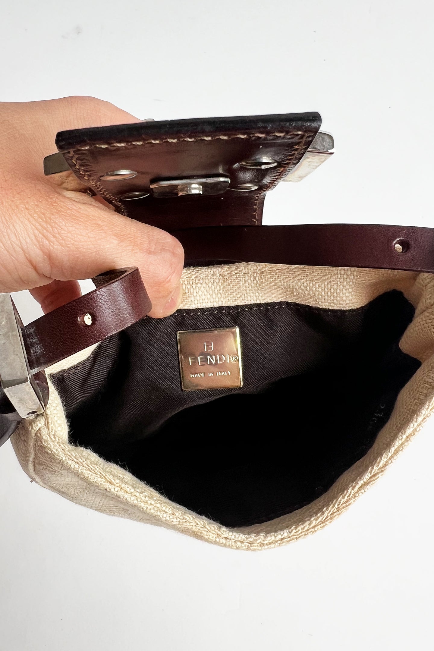Vintage Fendi Canvas Micro Baguette
