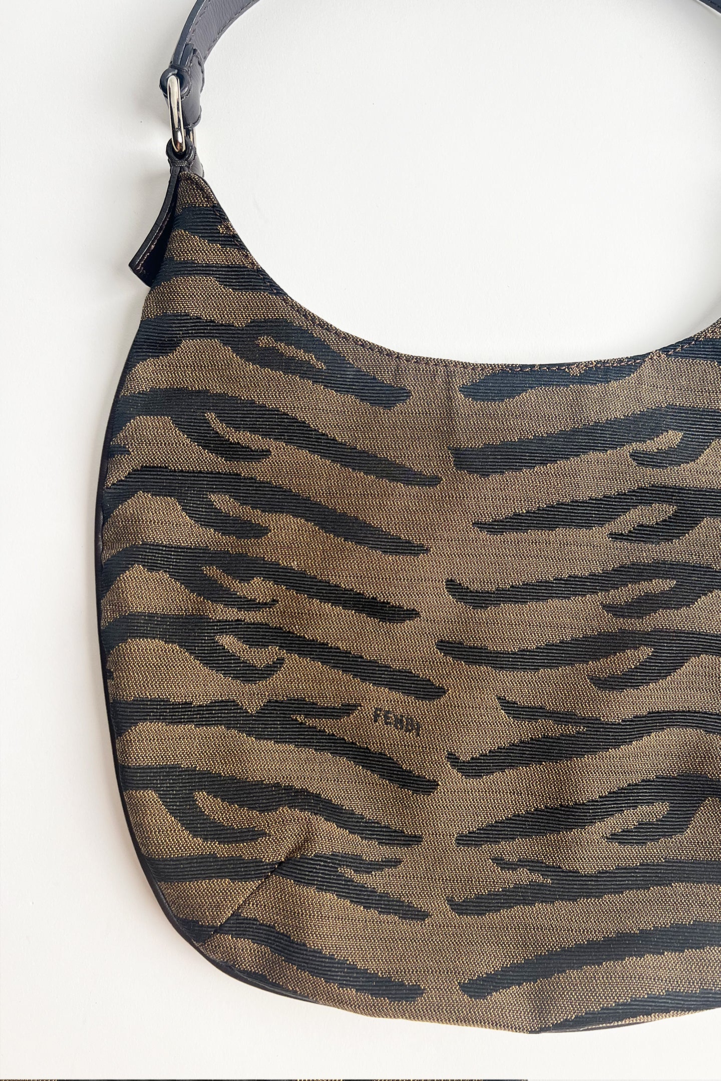 Vintage Fendi Zebra print canvas shoulder hobo bag