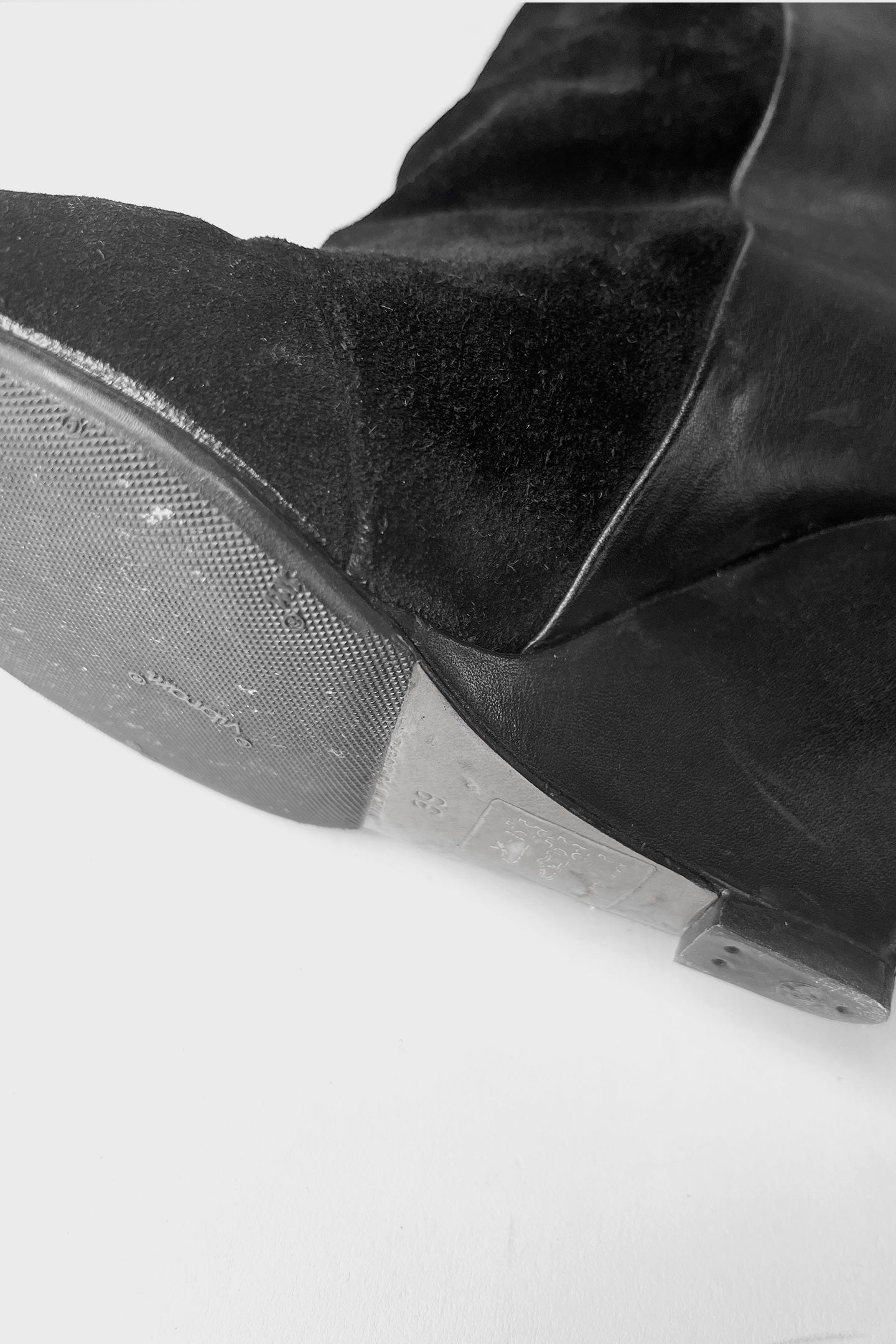 Vintage 2011 Isabel Marant runway suede and leather knee high tall boots with side fridges 7.5-8
