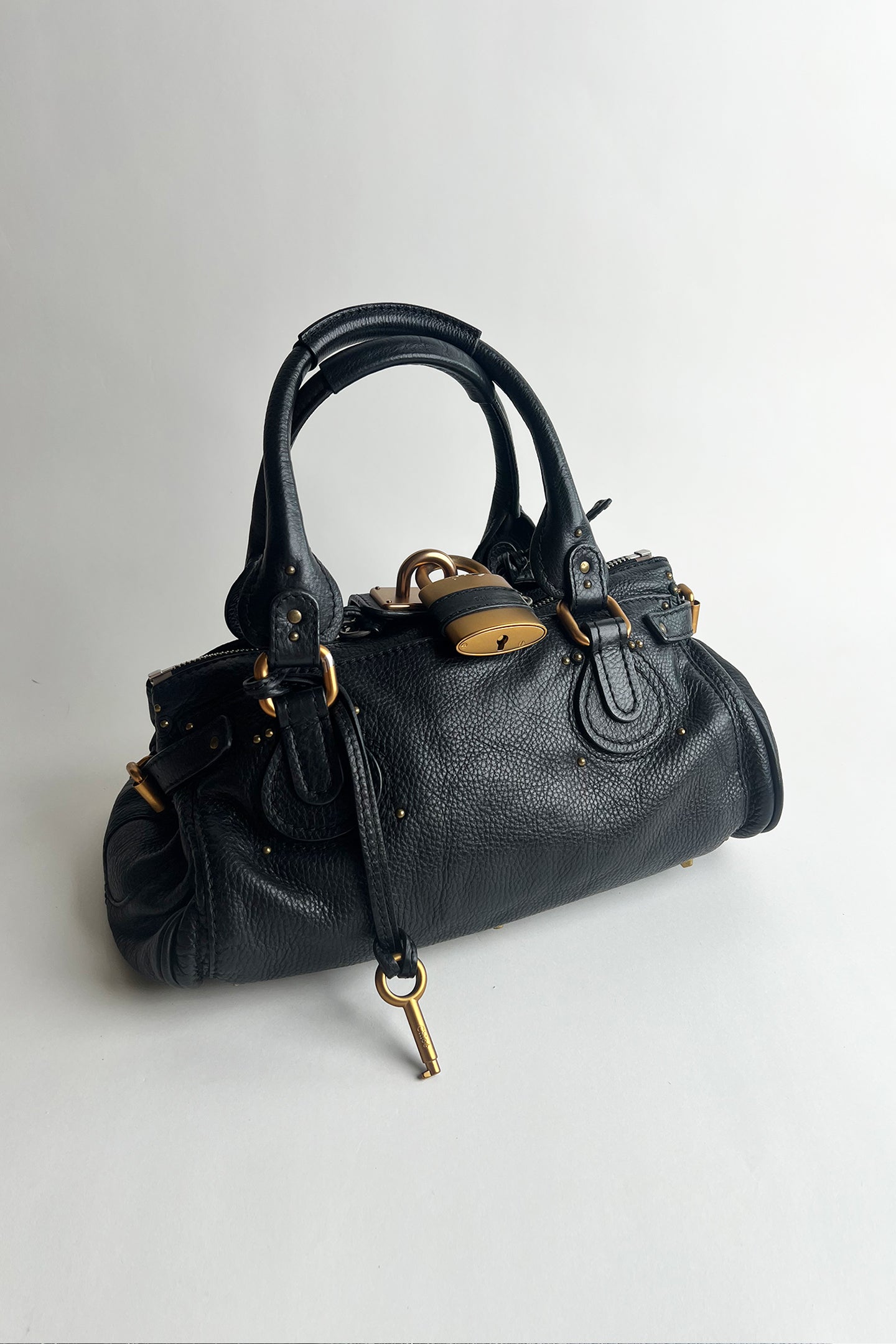 Vintage black leather Chloe Paddington bag