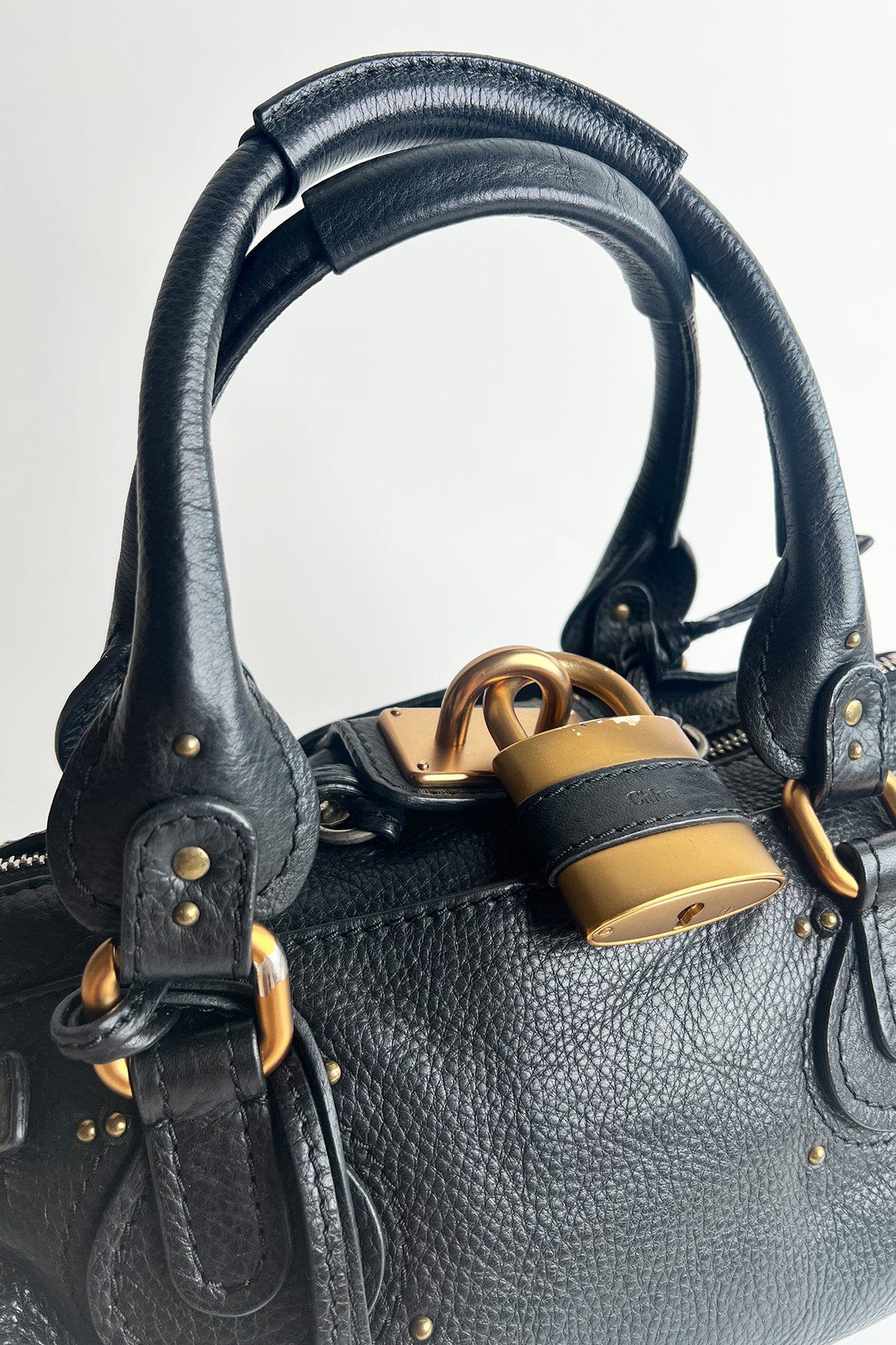 Vintage black leather Chloe Paddington bag