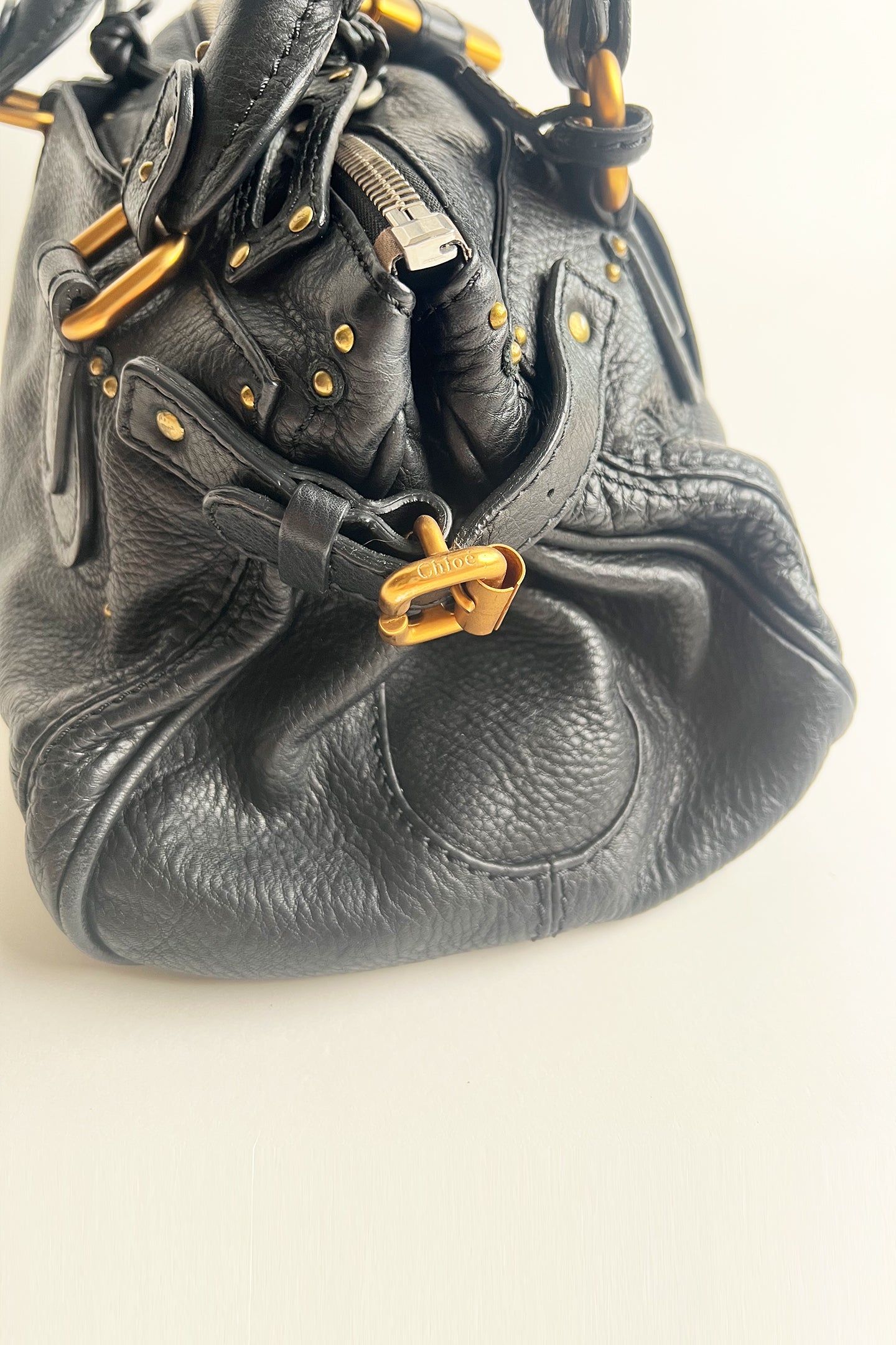 Vintage black leather Chloe Paddington bag