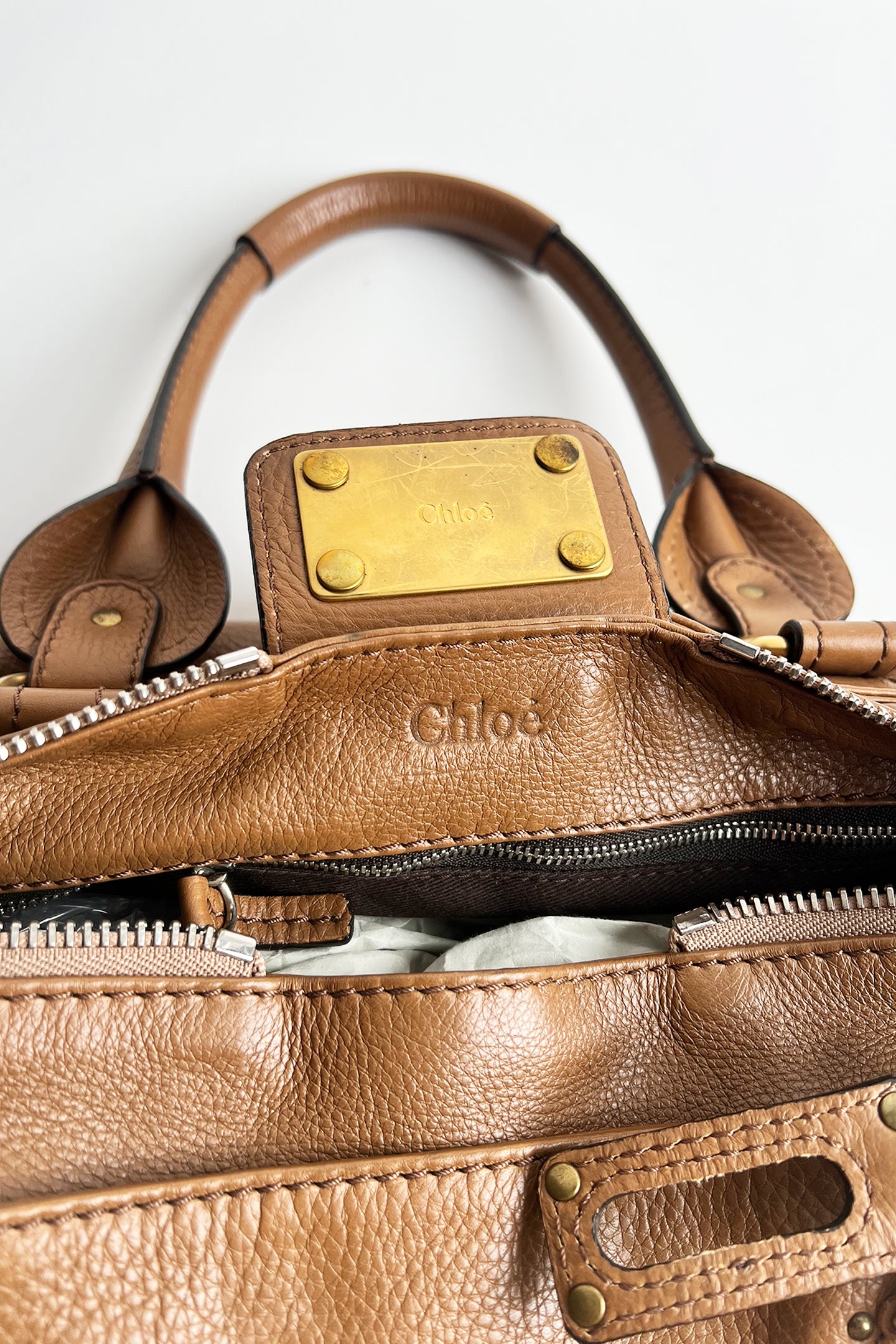 Vintage brown leather Chloe Paddington bag