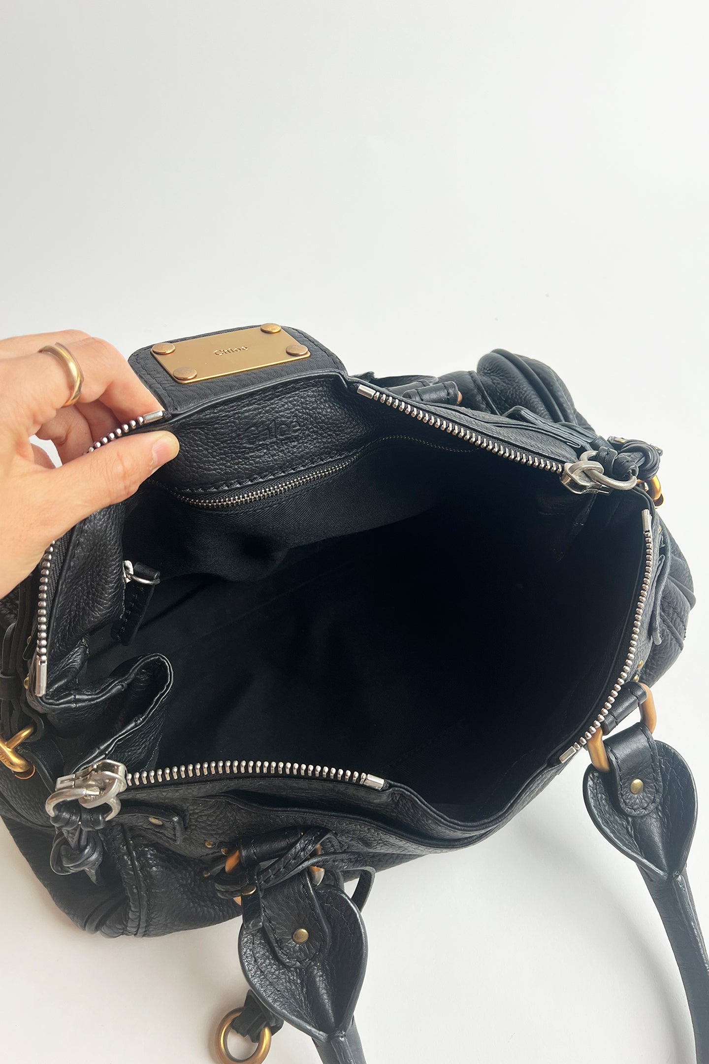 Vintage black leather Chloe Paddington bag