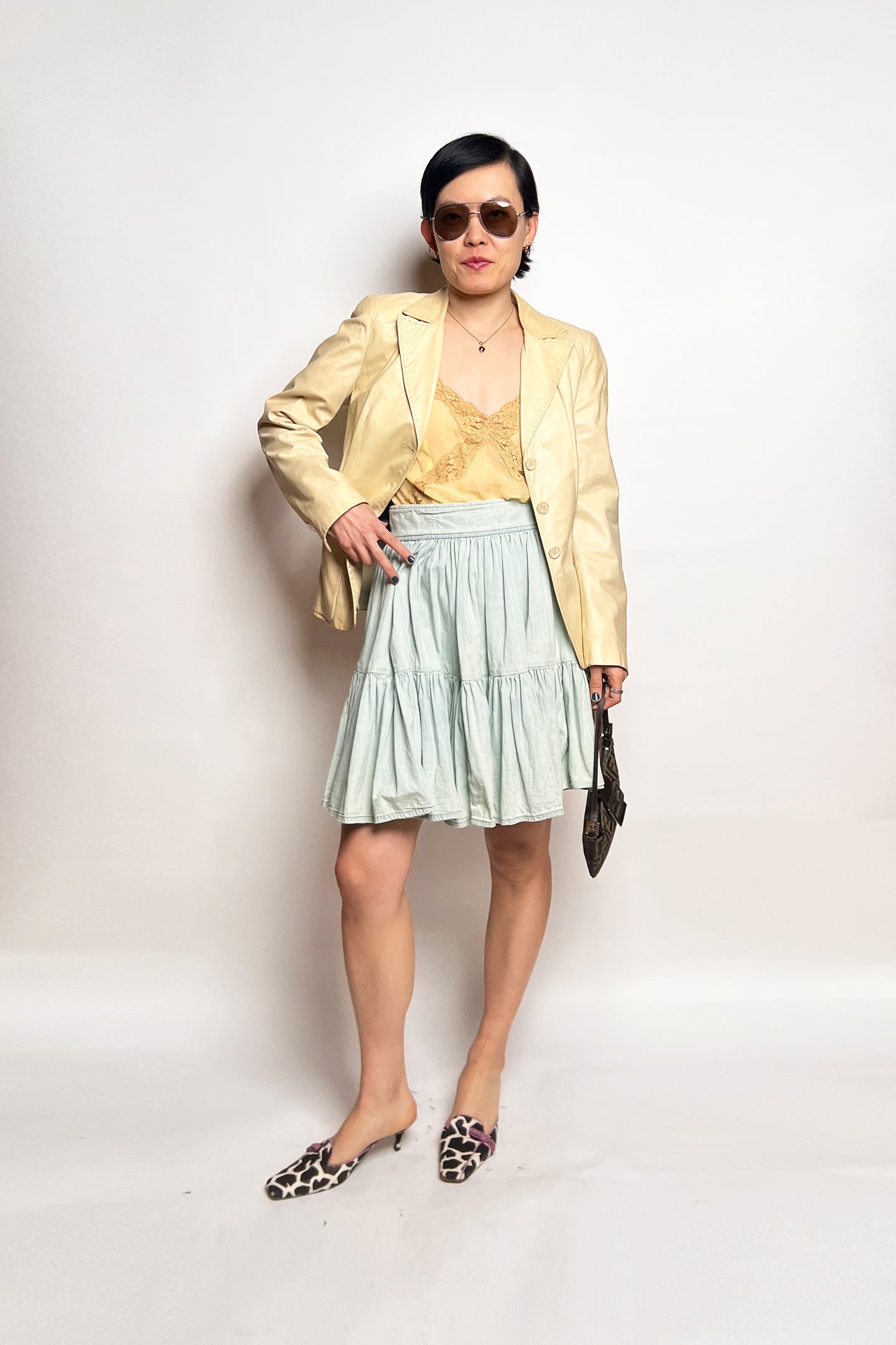 Vintage Piazza Sempione yellow lamb leather blazer