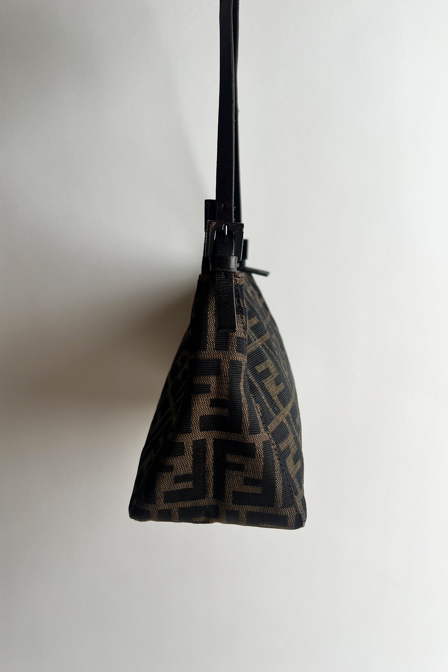 Vintage FENDI zucca shoulder bag with top zipper