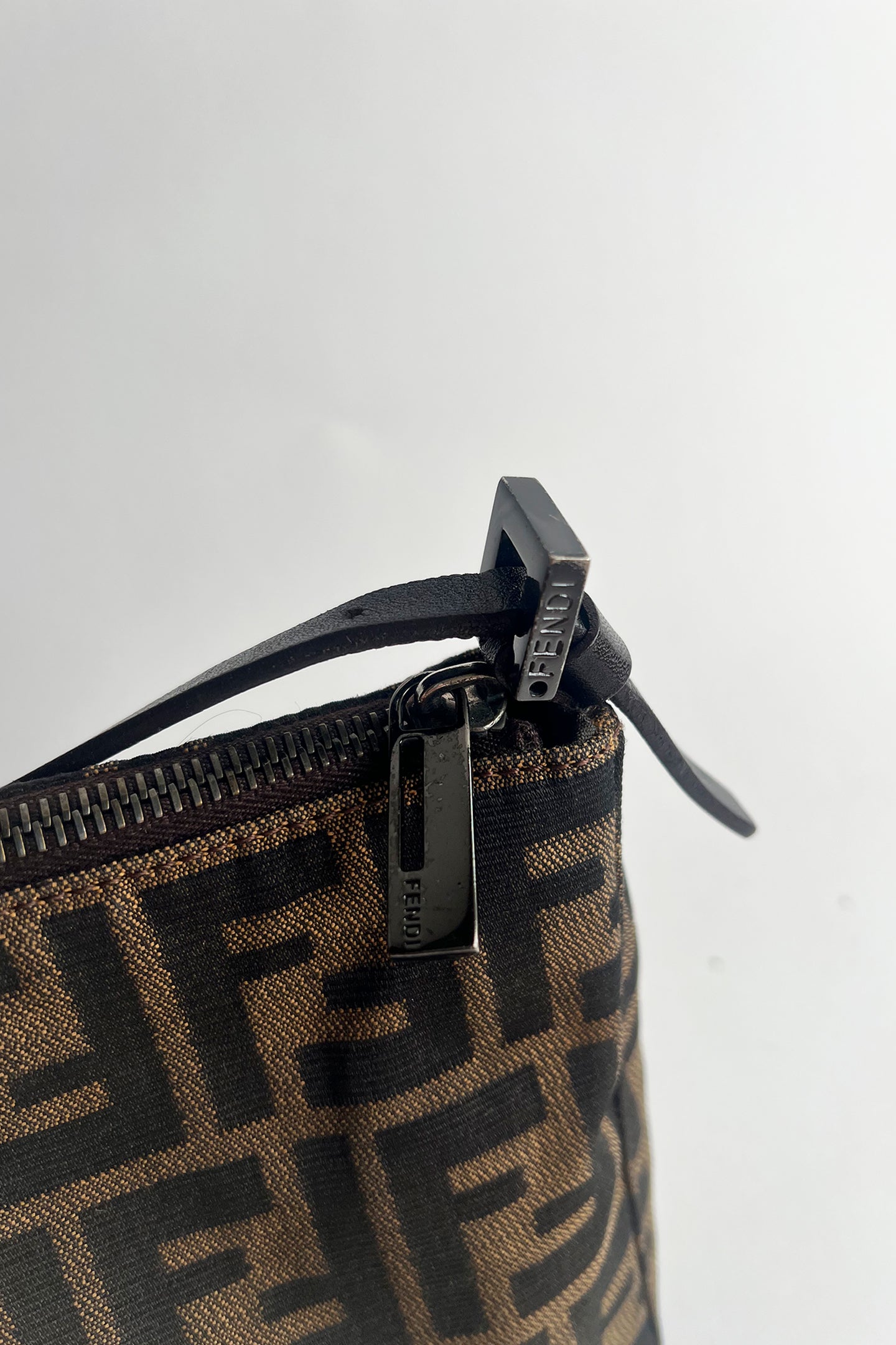 Vintage FENDI zucca shoulder bag with top zipper