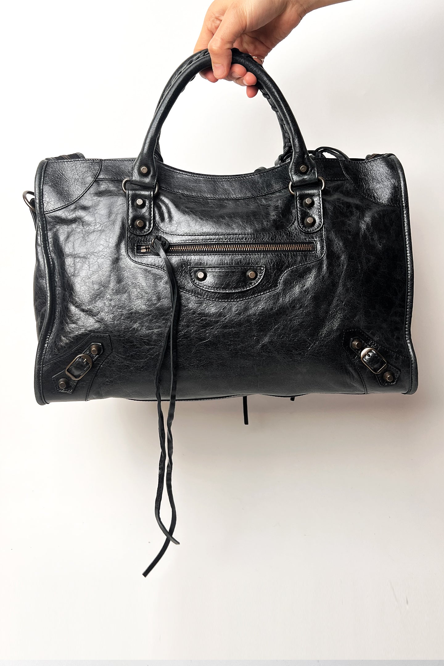 Vintage 2000s black leather Balenciaga City bag