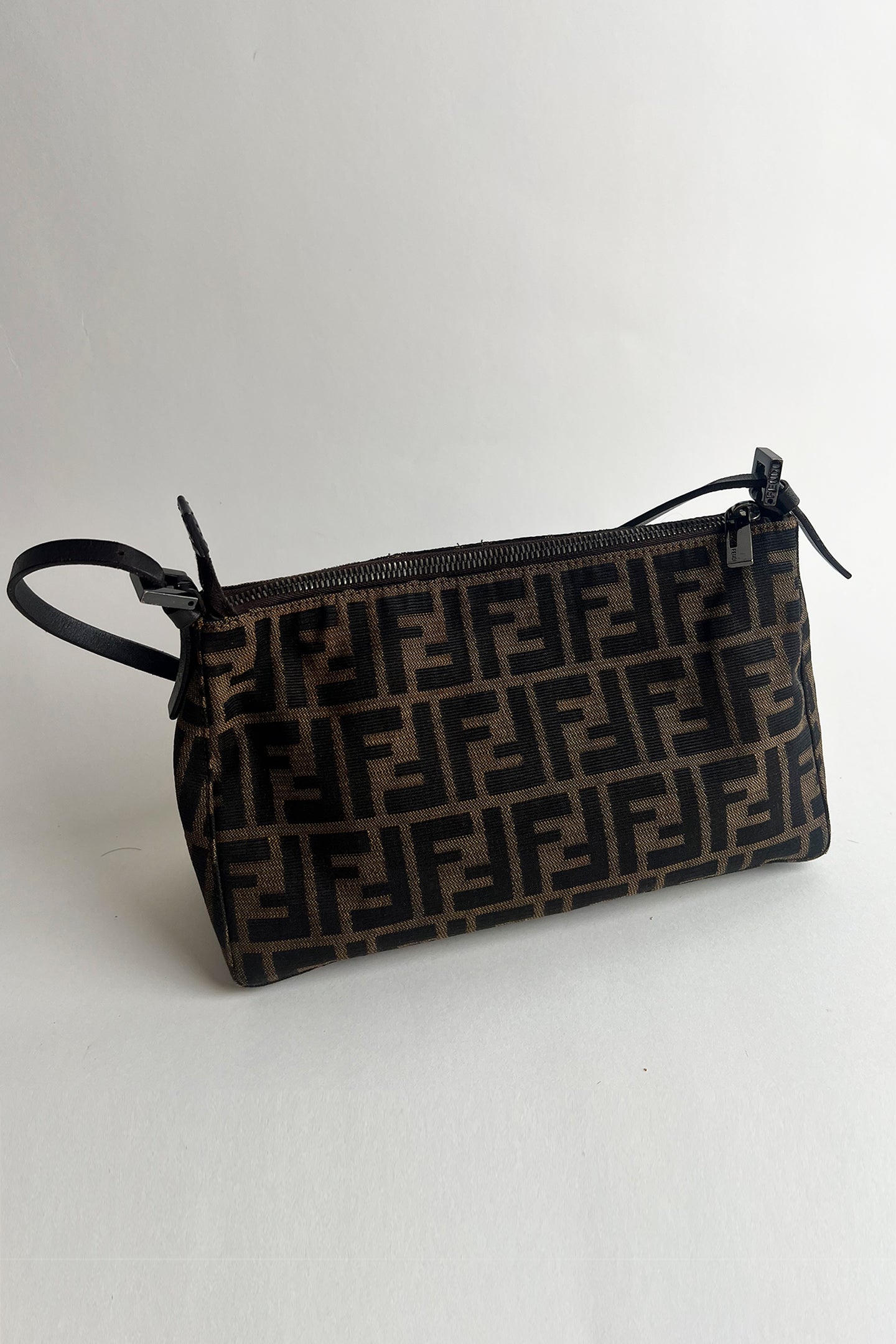 Vintage FENDI zucca shoulder bag with top zipper