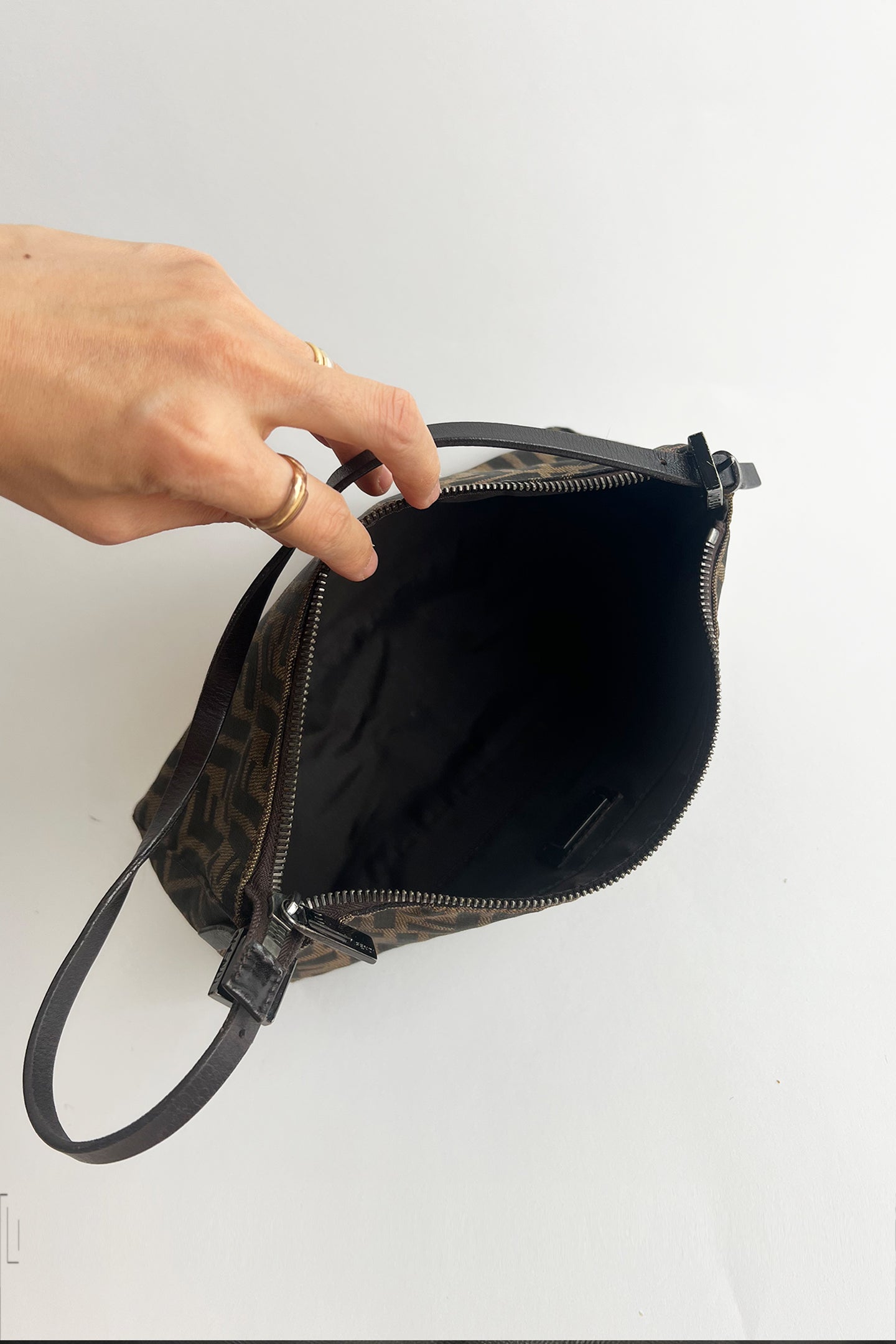 Vintage FENDI zucca shoulder bag with top zipper