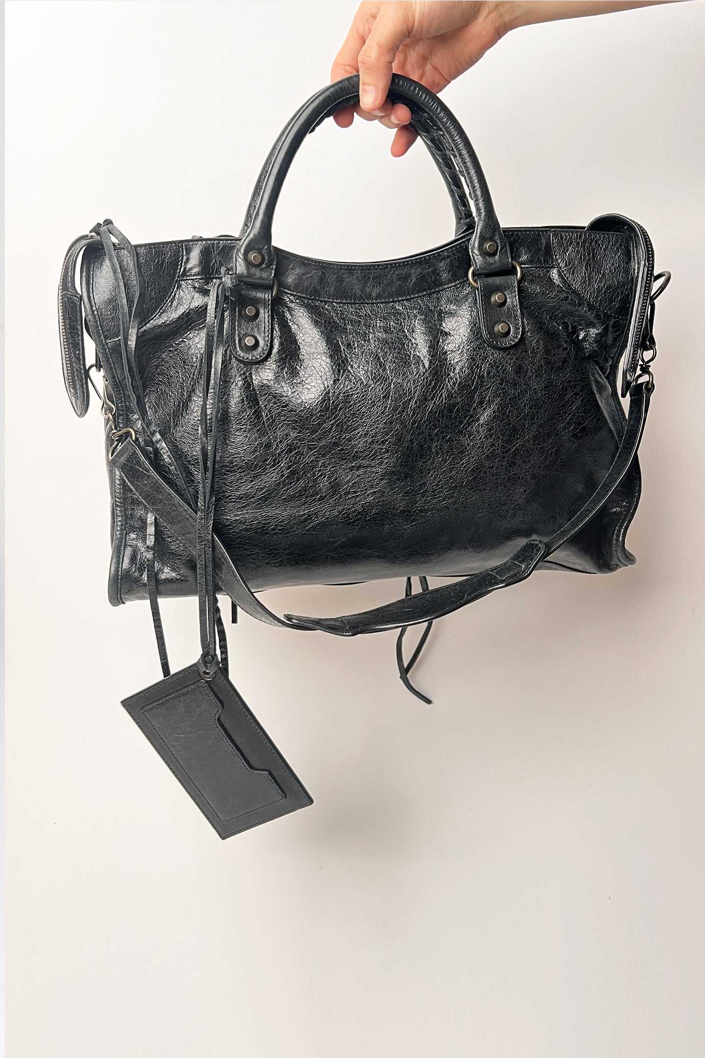 Vintage 2000s black leather Balenciaga City bag