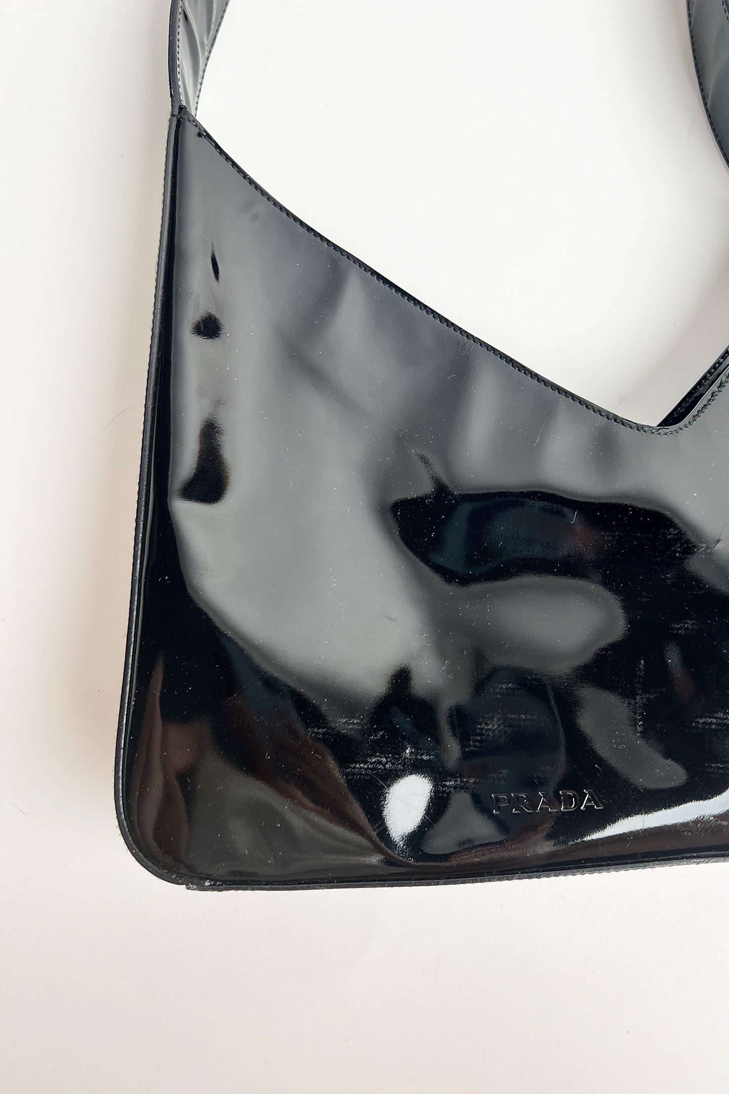 Vintage 90s black Patent leather Prada shoulder bag