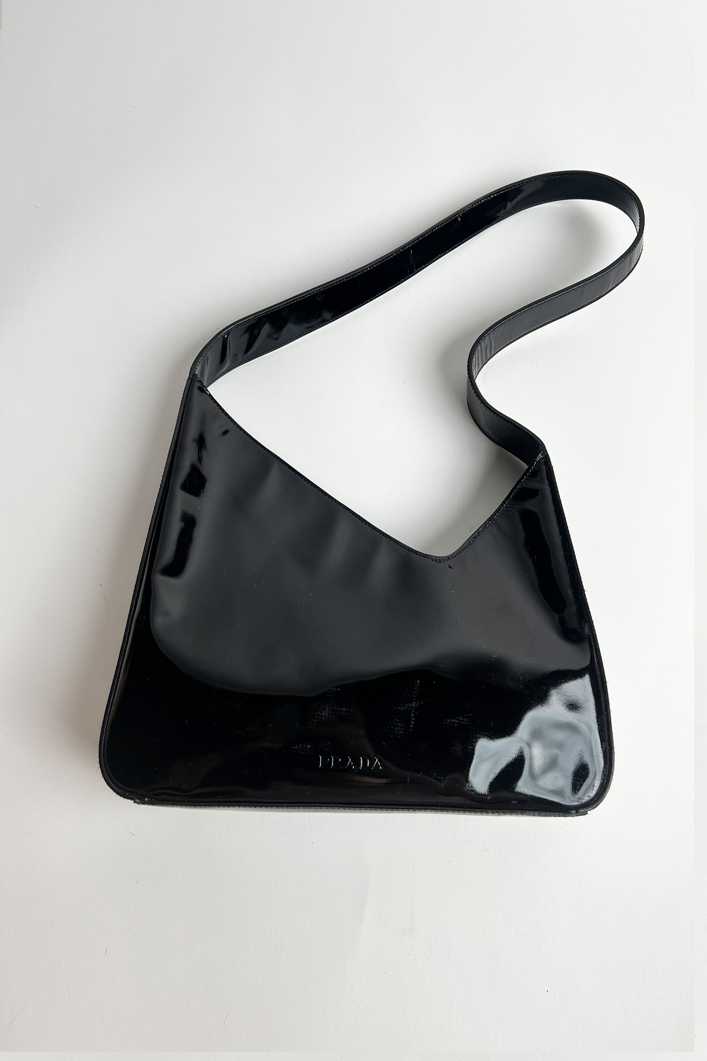 Vintage 90s black Patent leather Prada shoulder bag
