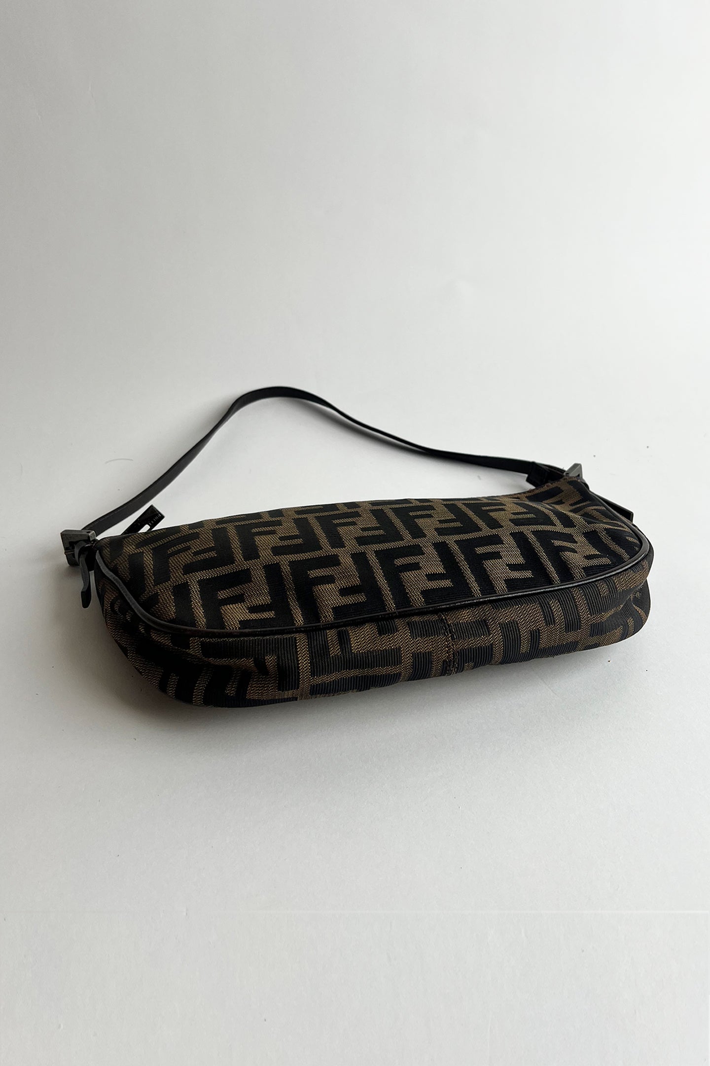 Vintage FENDI zucca shoulder bag with top zipper