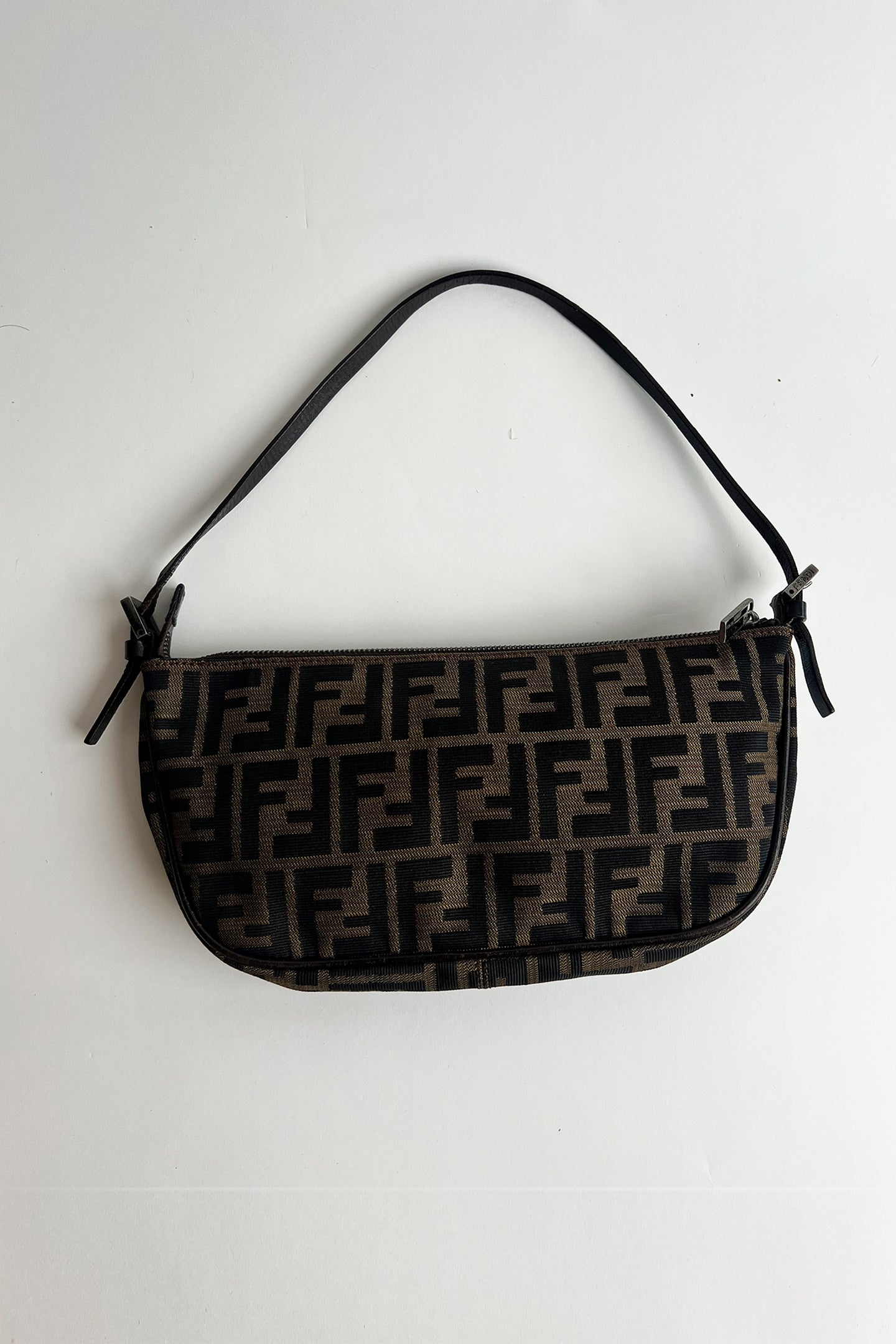 Vintage FENDI zucca shoulder bag with top zipper