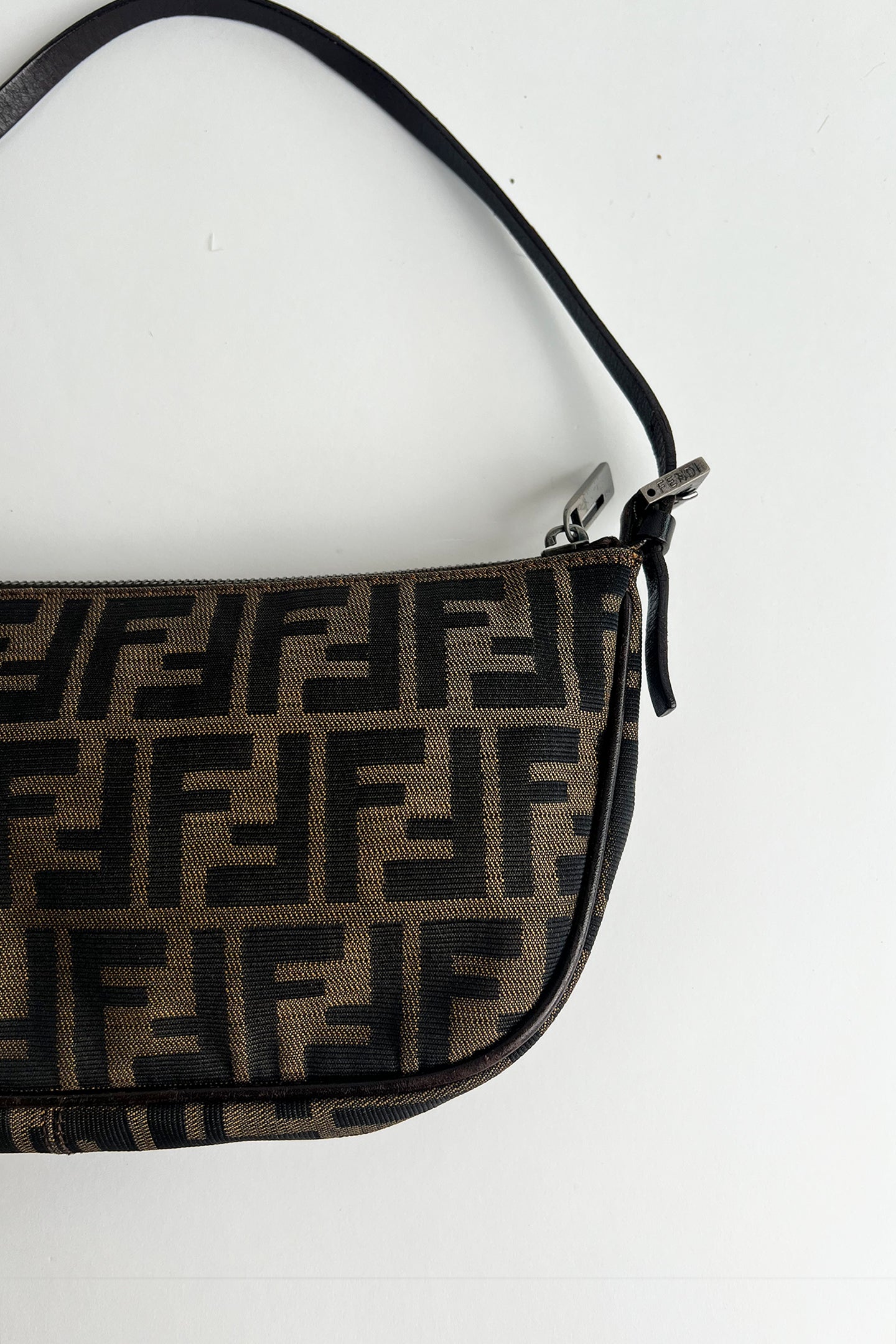Vintage FENDI zucca shoulder bag with top zipper