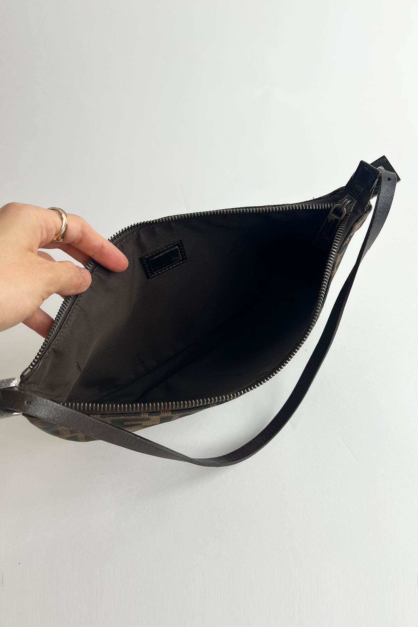 Vintage FENDI zucca shoulder bag with top zipper