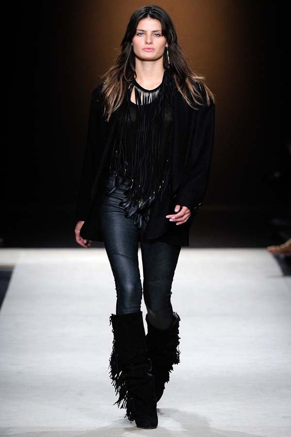 Vintage 2011 Isabel Marant runway suede and leather knee high tall boots with side fridges 7.5-8