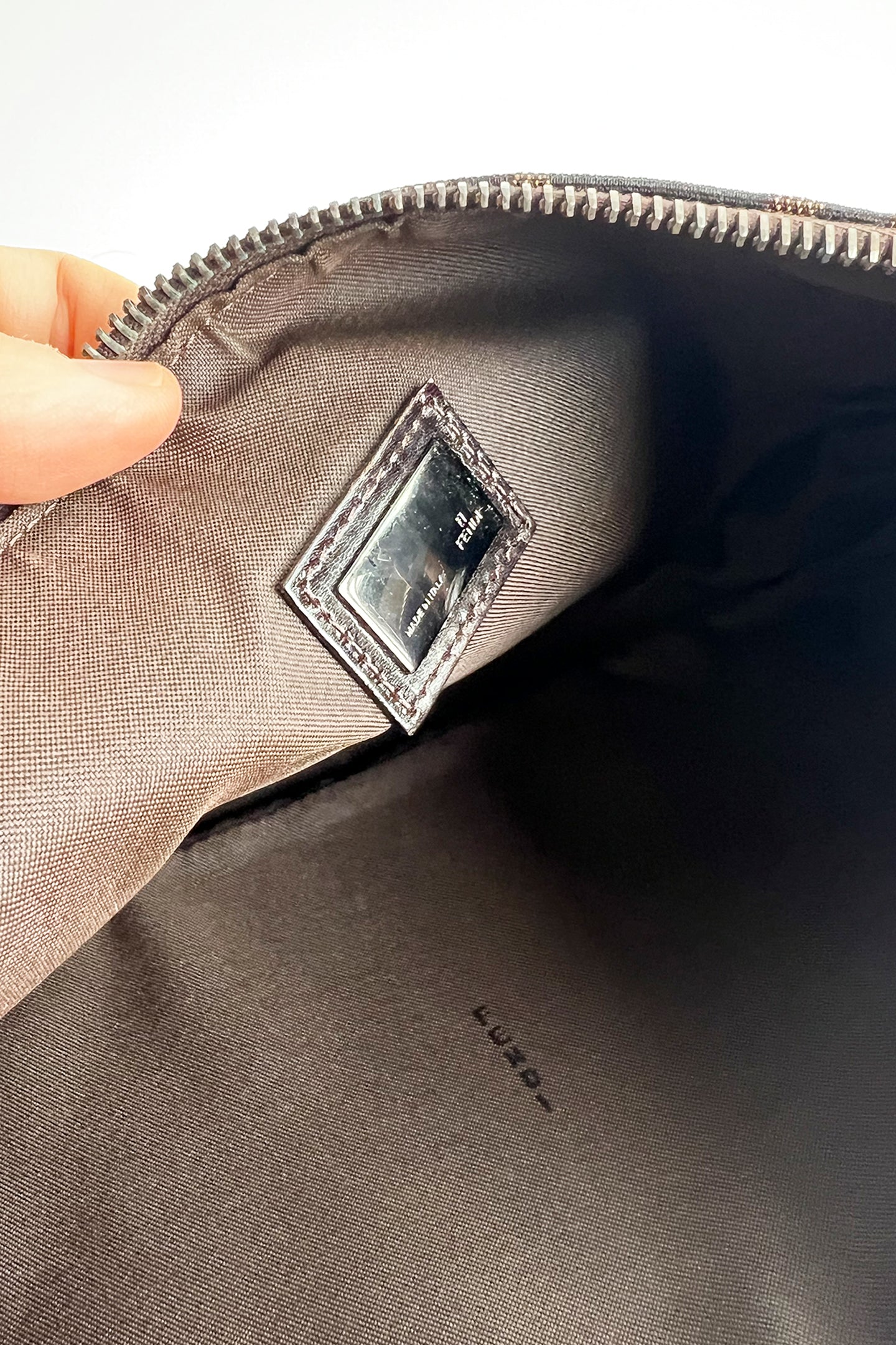 Vintage FENDI zucca shoulder bag with top zipper