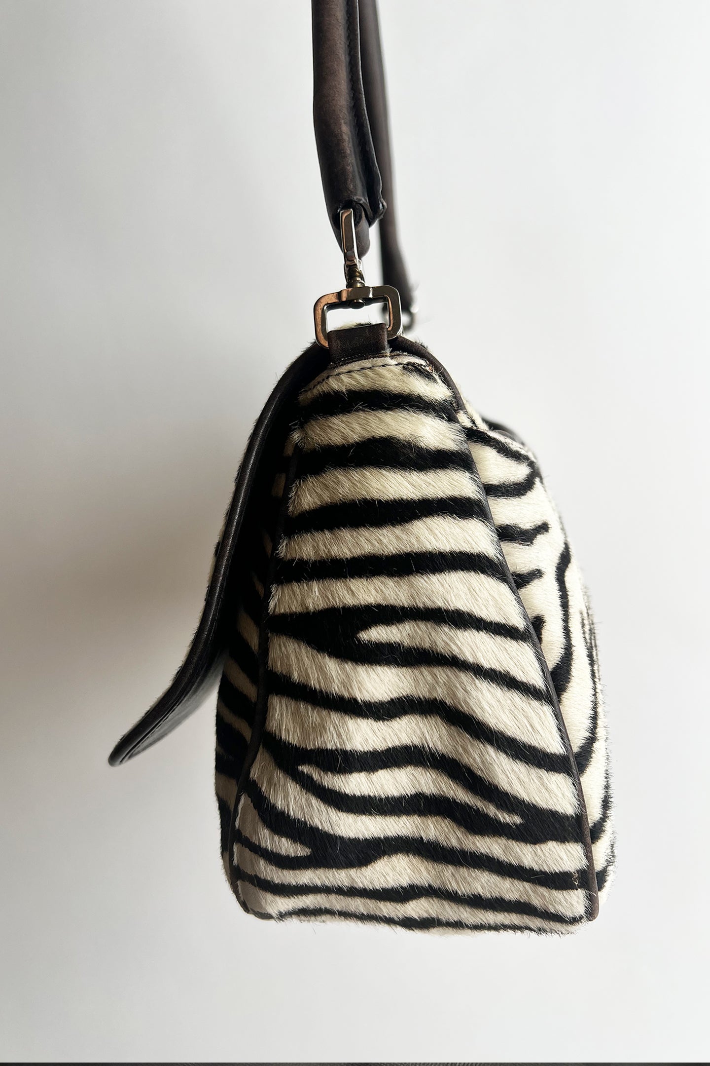 RARE Vintage 2000s Prada Zebra pony hair flip shoulder bag