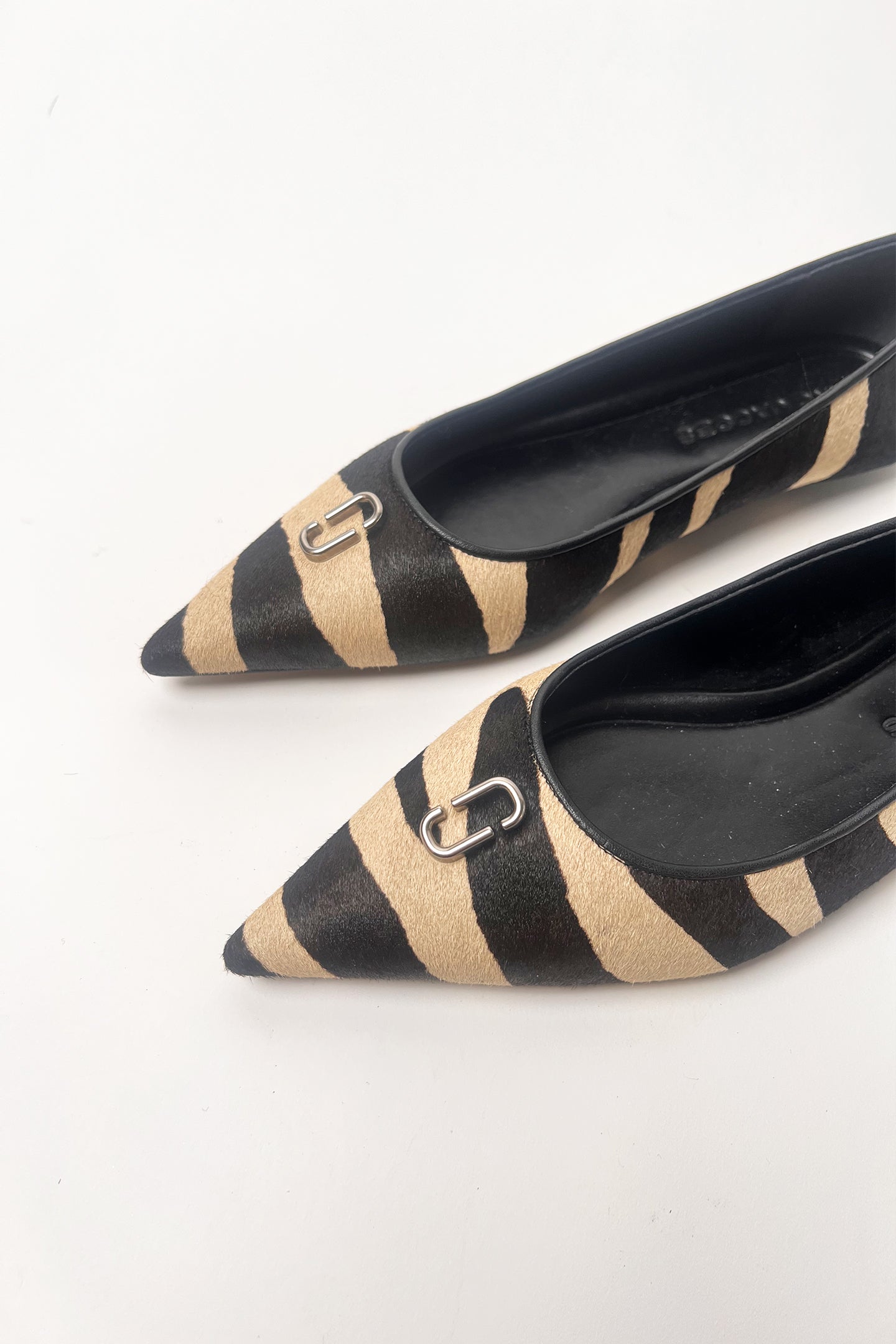Marc Jacobs cowhide zebra print pointed toe flats