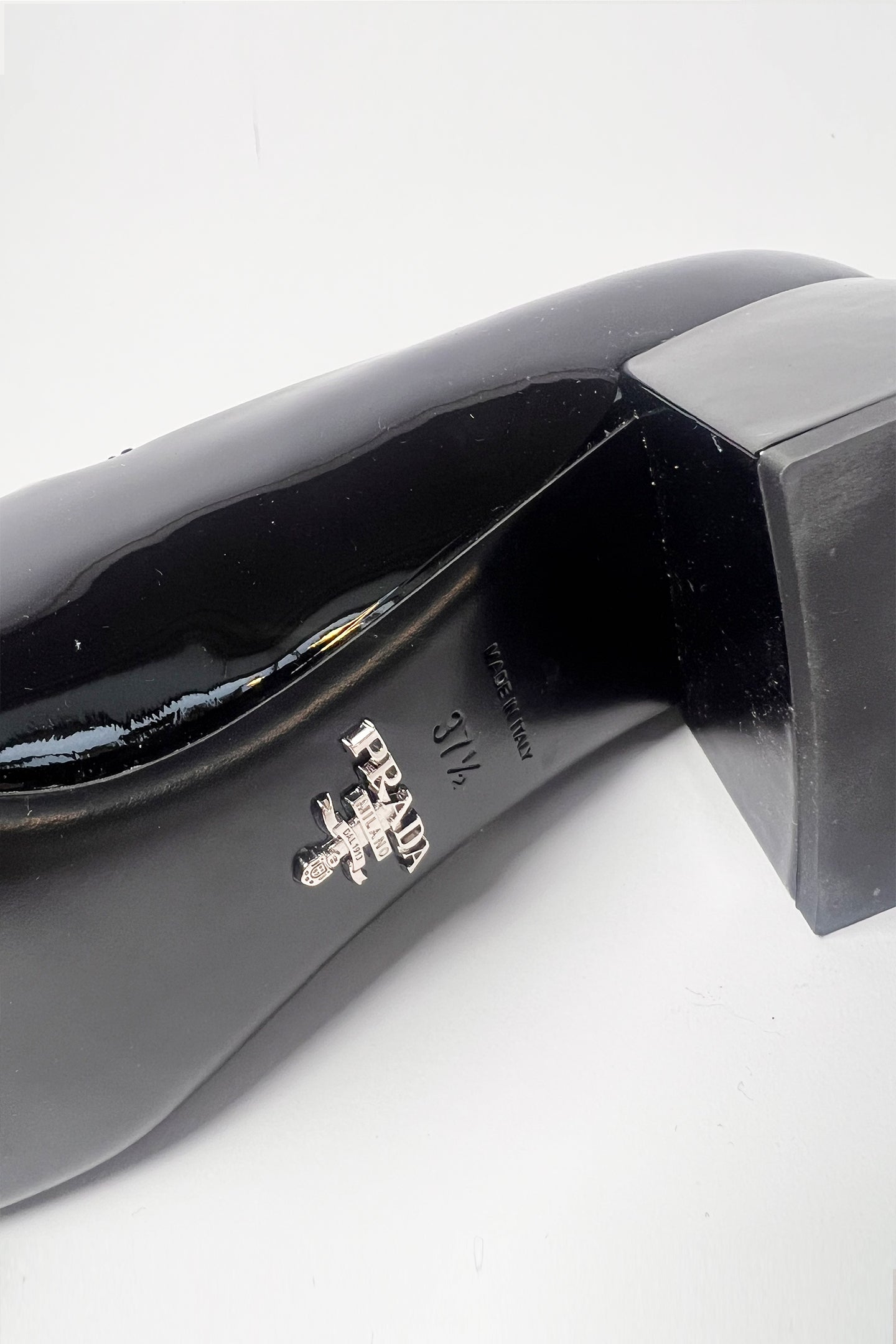 Vintage black patent leather Prada mary janes in square toe and heel