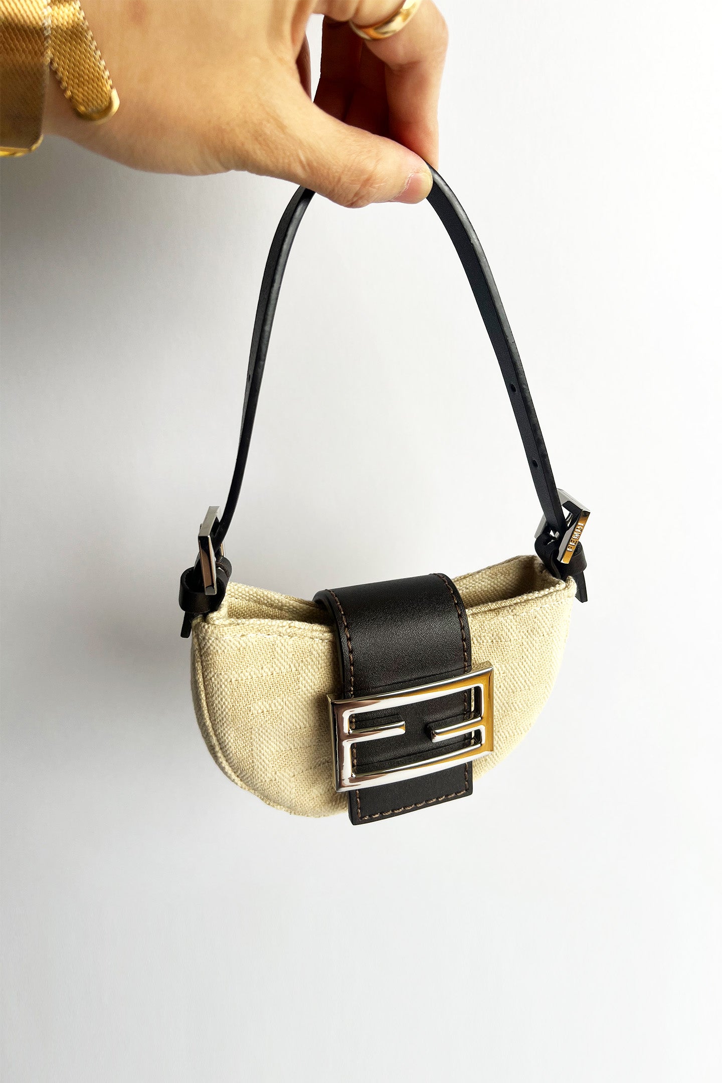 Vintage Fendi Canvas Micro Baguette (new never used)