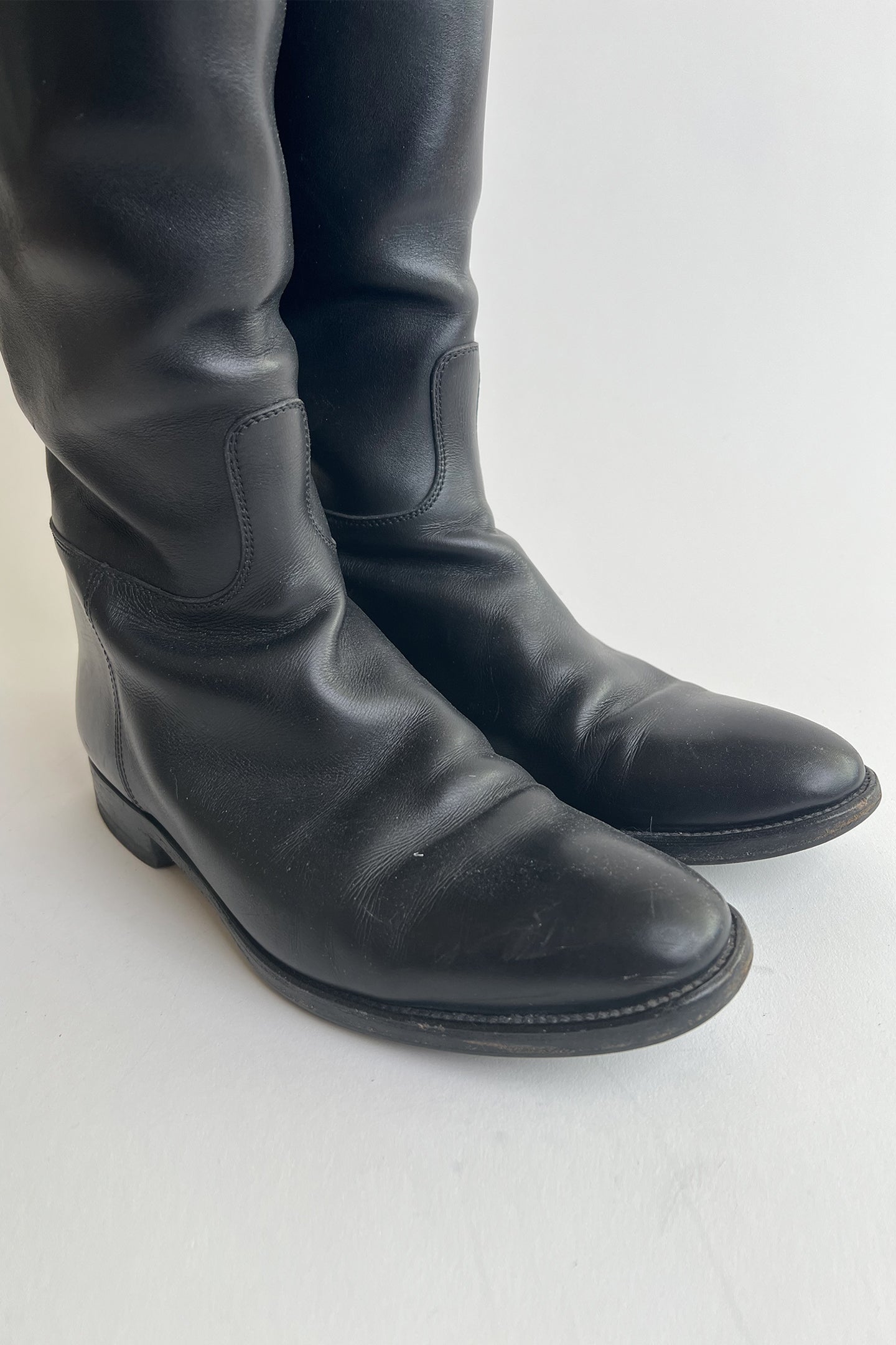 Hermes black kelly riding boots with silver hardware size 38 1/2