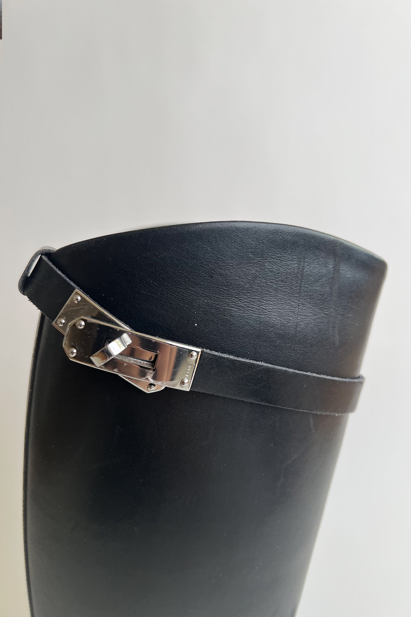 Hermes black kelly riding boots with silver hardware size 38 1/2