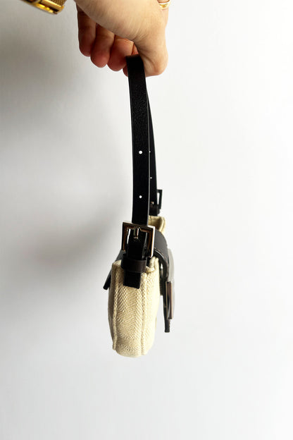 Vintage Fendi Canvas Micro Baguette (new never used)