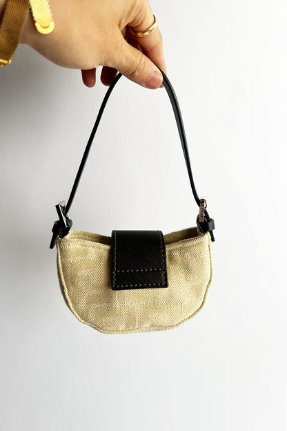 Vintage Fendi Canvas Micro Baguette (new never used)
