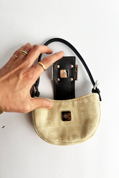 Vintage Fendi Canvas Micro Baguette (new never used)