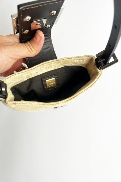 Vintage Fendi Canvas Micro Baguette (new never used)