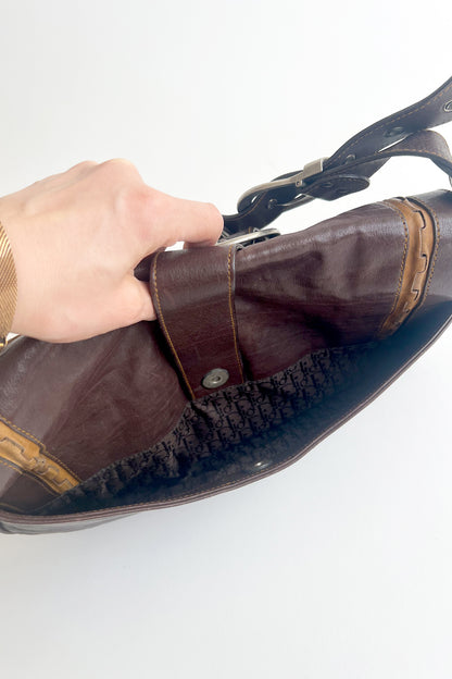 Vintage 90s John Galliano Dior Gaucho bag in brown leather