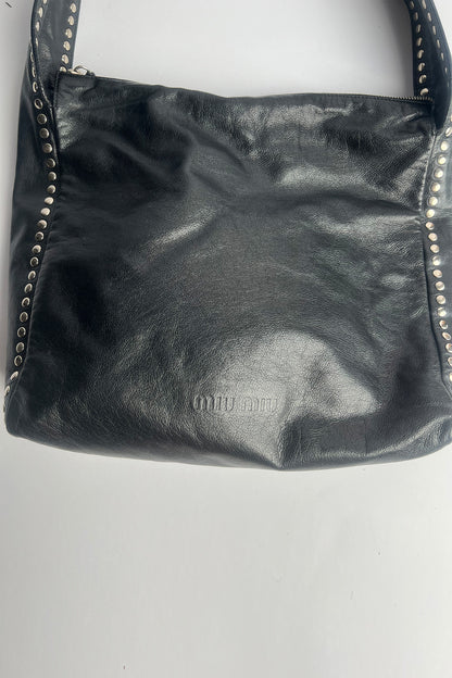 Vintage 2000s Rare Miu Miu stud leather shoulder bag