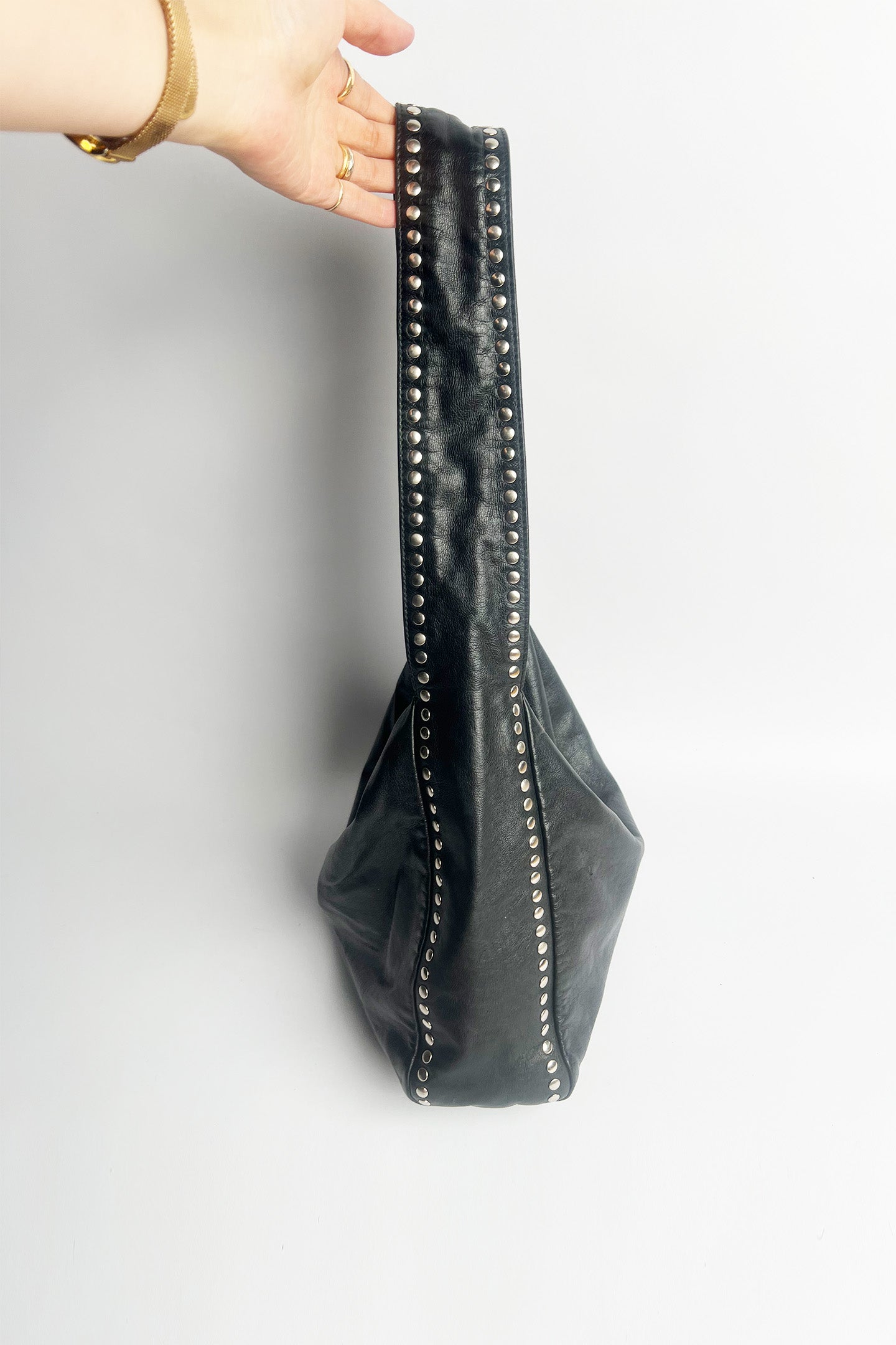 Vintage 2000s Rare Miu Miu stud leather shoulder bag