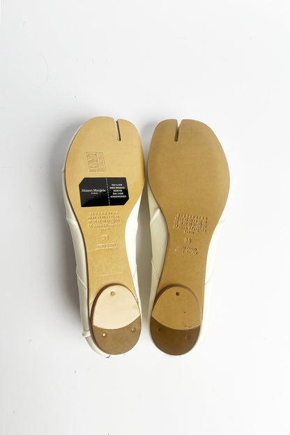 Maison Margiela white leather tabi ballet flats 38 new with box