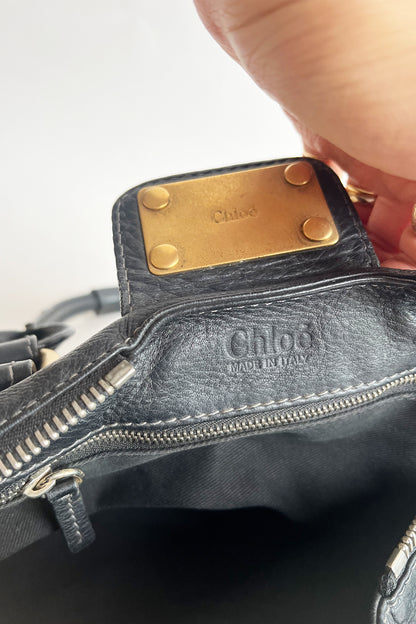 Vintage black leather Chloe Paddington bag with gold hardware