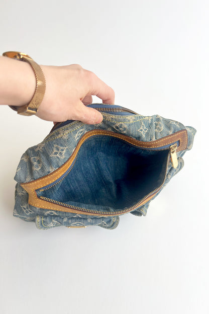 2006 Louis Vuitton Blue Denim Baggy PM Monogram Shoulder Bag