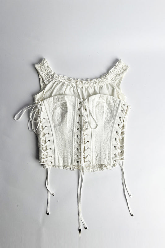 Vintage Dolce & Gabbana white cotton corset two-piece top
